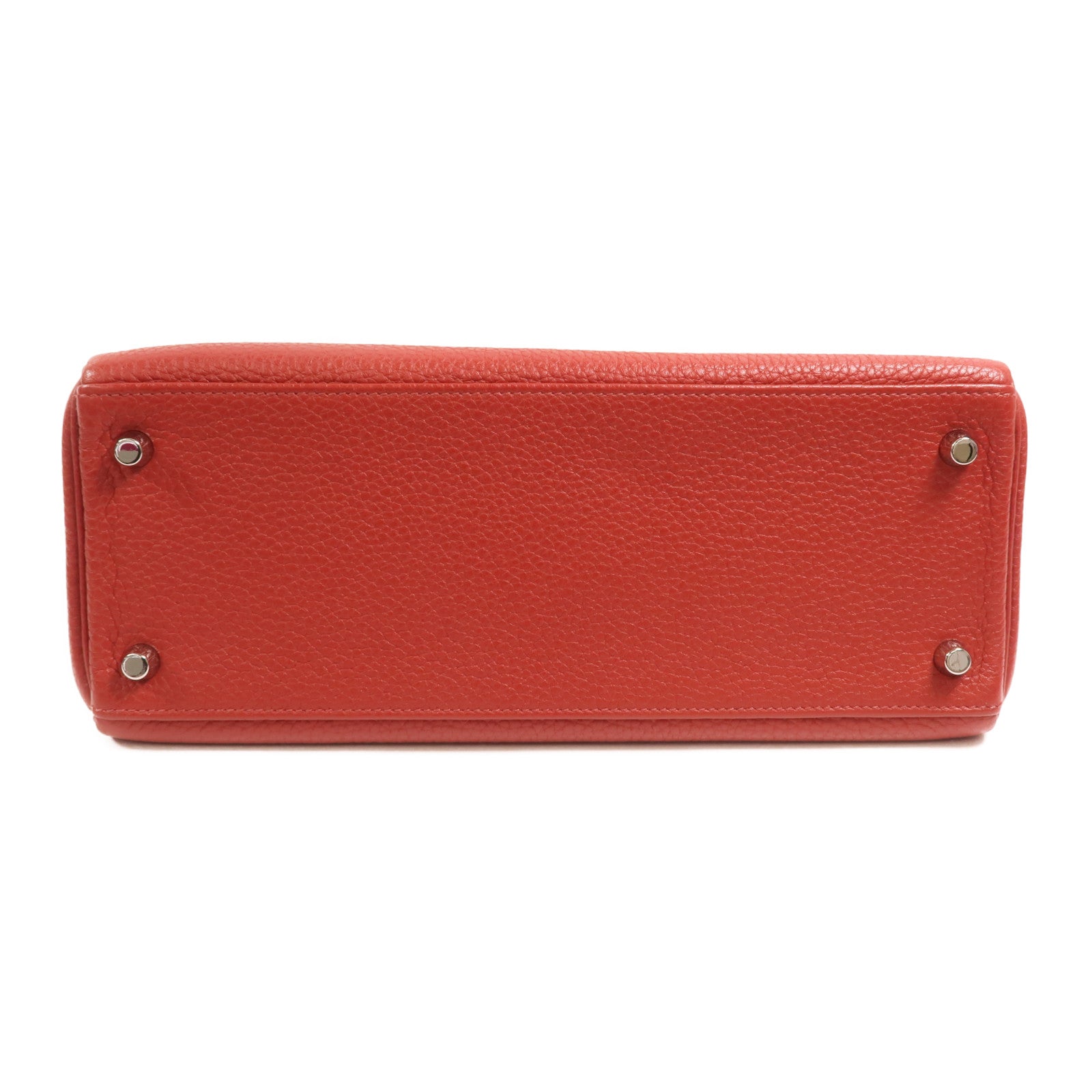 HERMES Togo皮革Kelly 28銀扣手挽肩背兩用袋Rouge Casaque