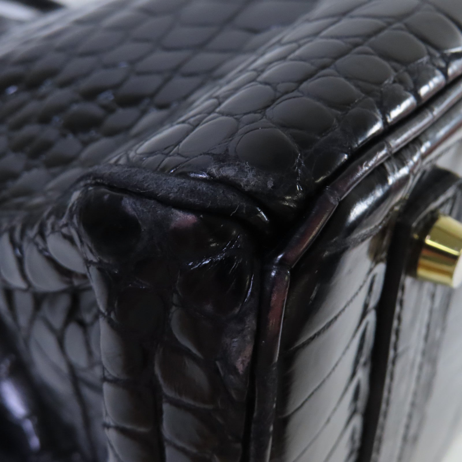 HERMES 鱷魚皮革Birkin 35 Handbag金扣手挽袋黑色