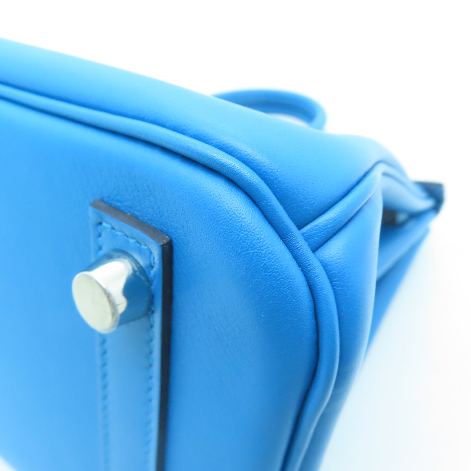 HERMES Swift皮革Birkin 25銀扣手挽袋法國藍色