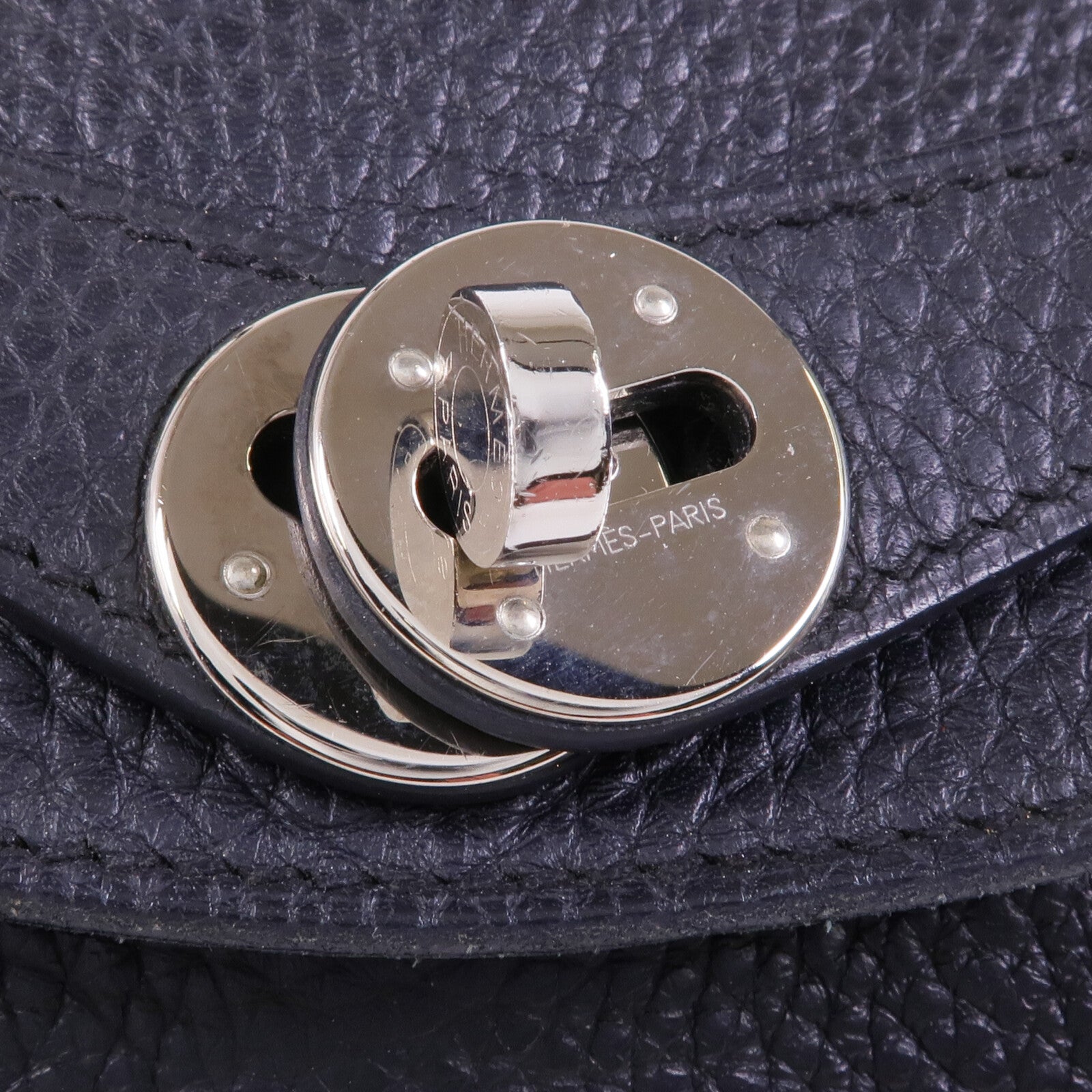 HERMES Clemence皮革Lindy 26銀扣手挽肩背兩用袋Noir