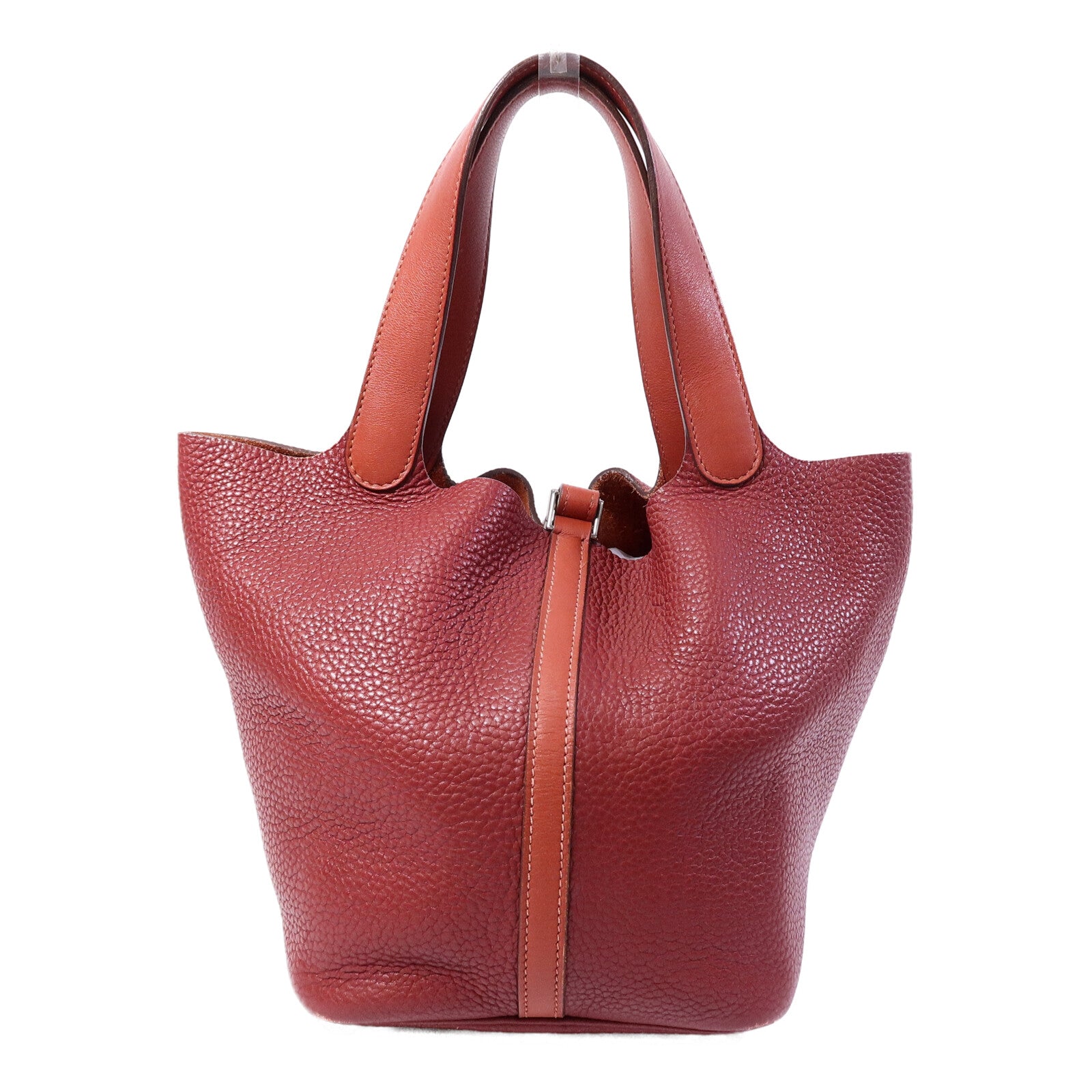 HERMES Clemence皮革Picotin MM手挽袋Rouge