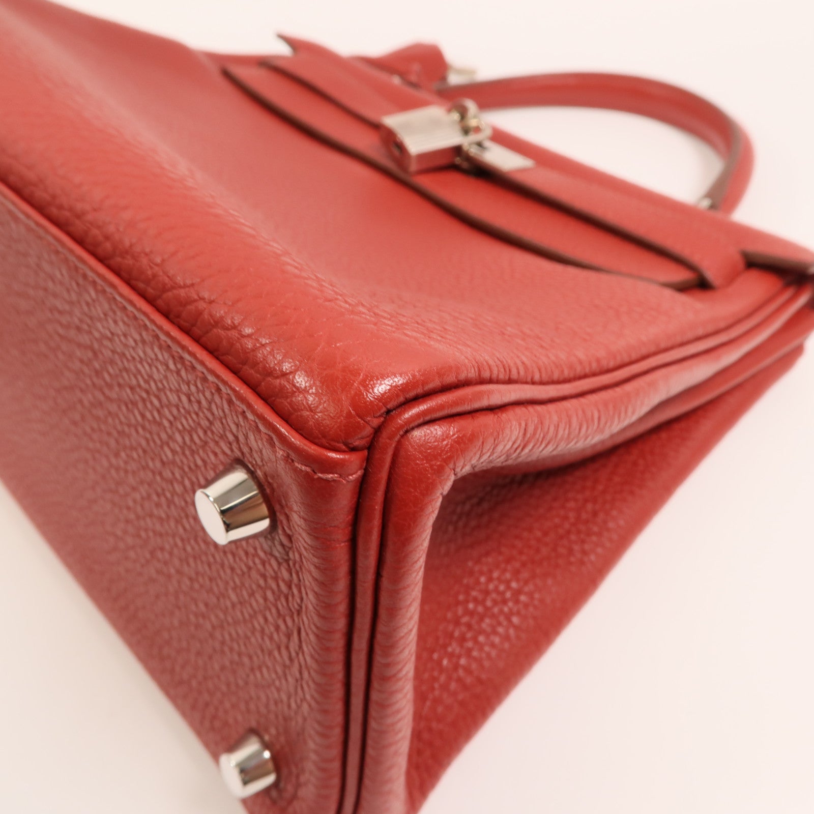 HERMES Togo皮革Kelly 28銀扣手挽肩背兩用袋Rouge Casaque