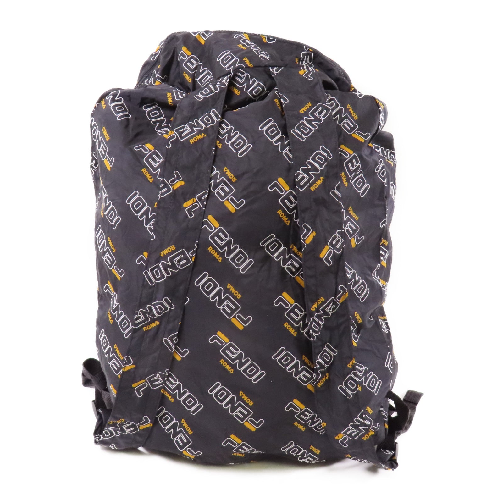 FENDI 尼龍/牛皮皮革Backpack Charm金扣掛飾