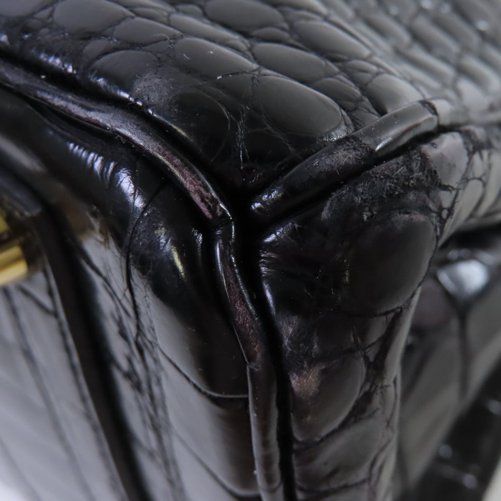 HERMES 鱷魚皮革Birkin 35 Handbag金扣手挽袋黑色
