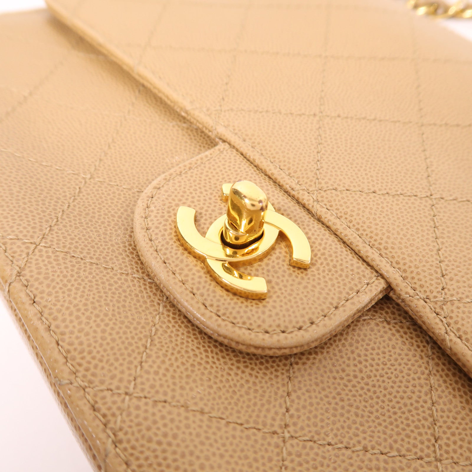 CHANEL 牛皮皮革Vintage Chain Shoulder金扣鏈帶肩背袋