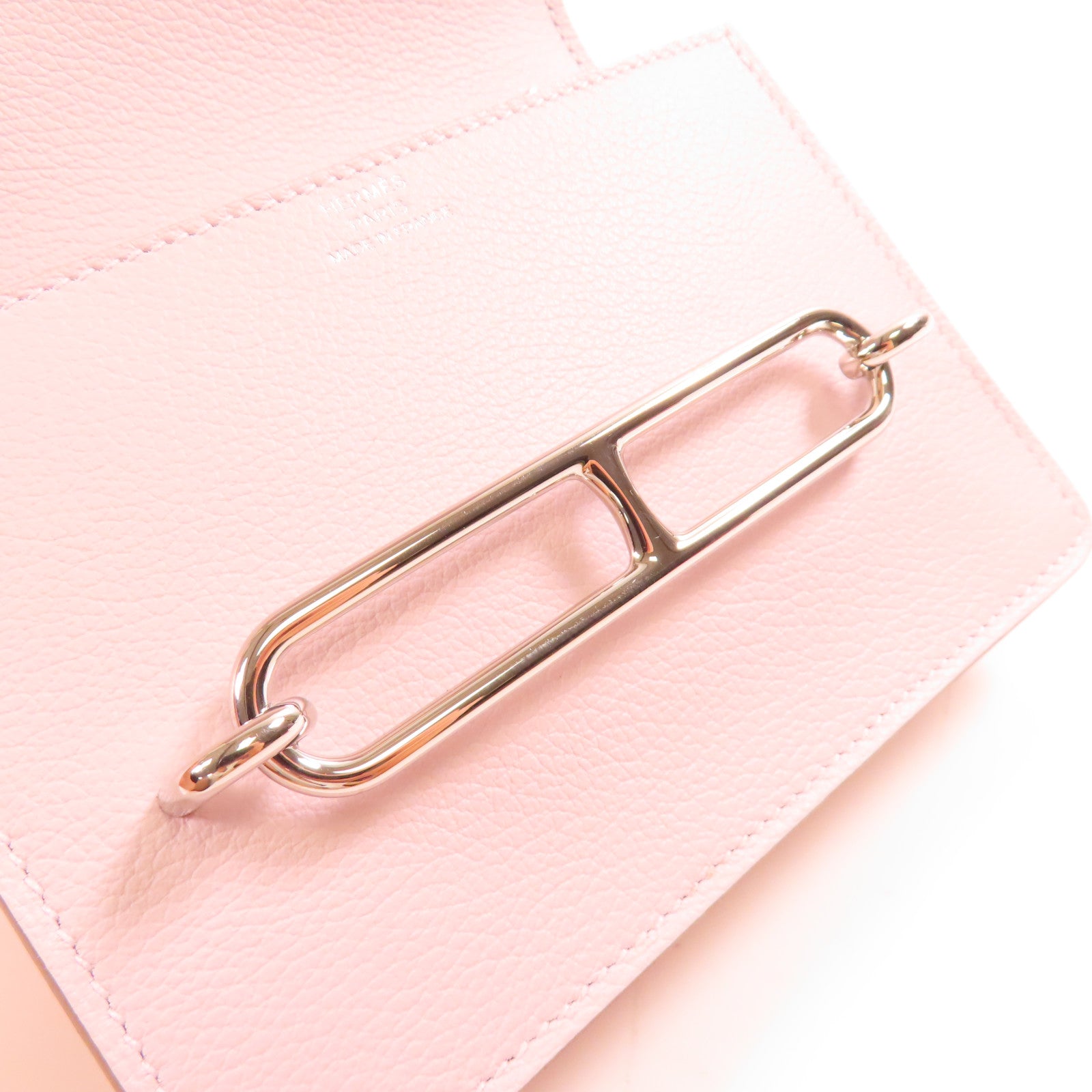 HERMES Ever Colour皮革Roulis Silm銀扣錢包Mauve Pale
