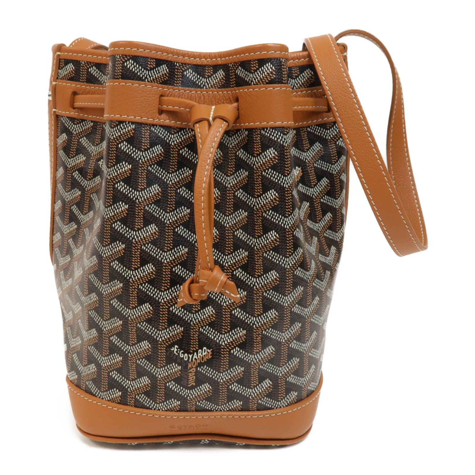 GOYARD 塗層帆布Petit Flot Bucket銀扣肩背袋啡色