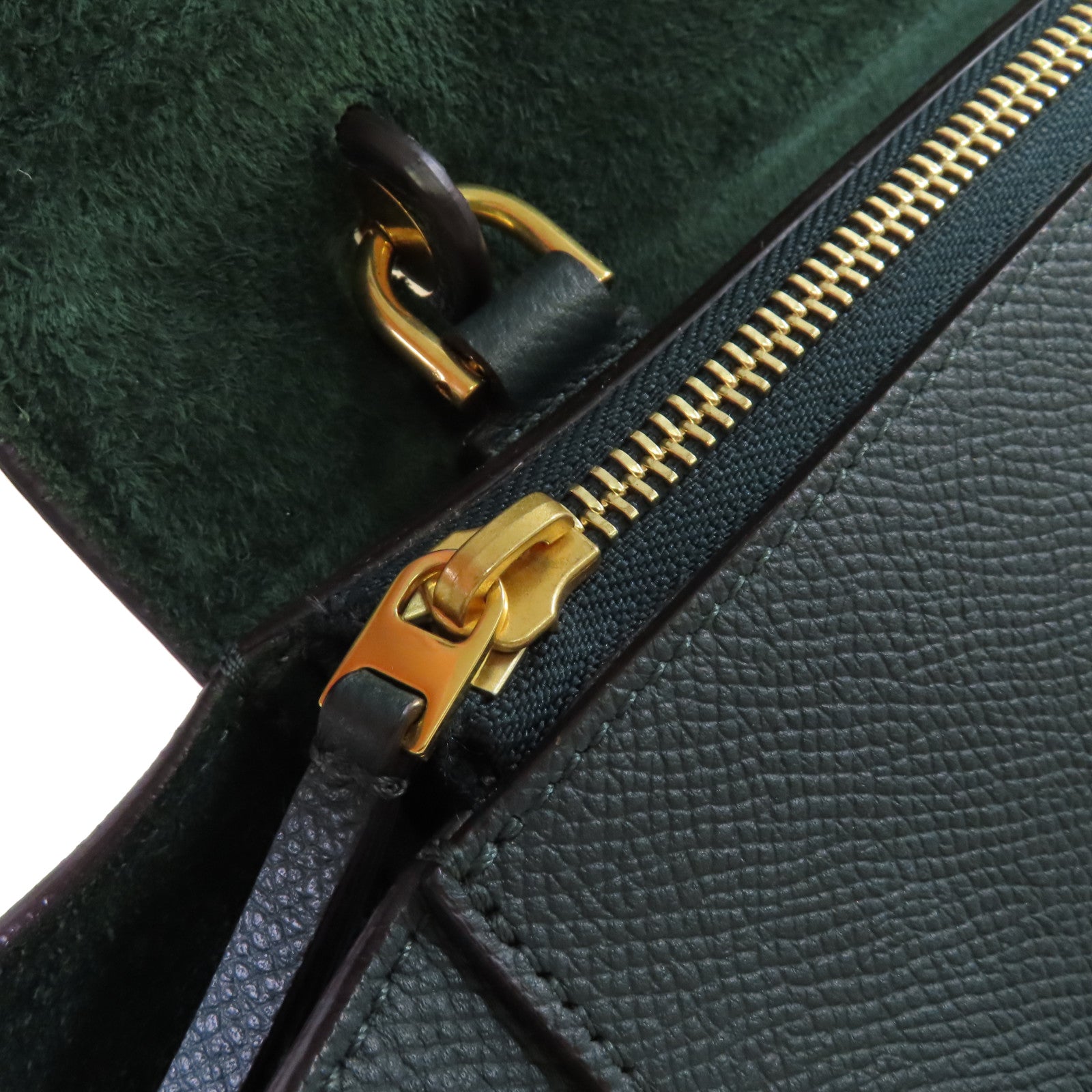 CELINE 牛皮皮革Belt 2Way Bag金扣手挽肩背兩用袋綠色