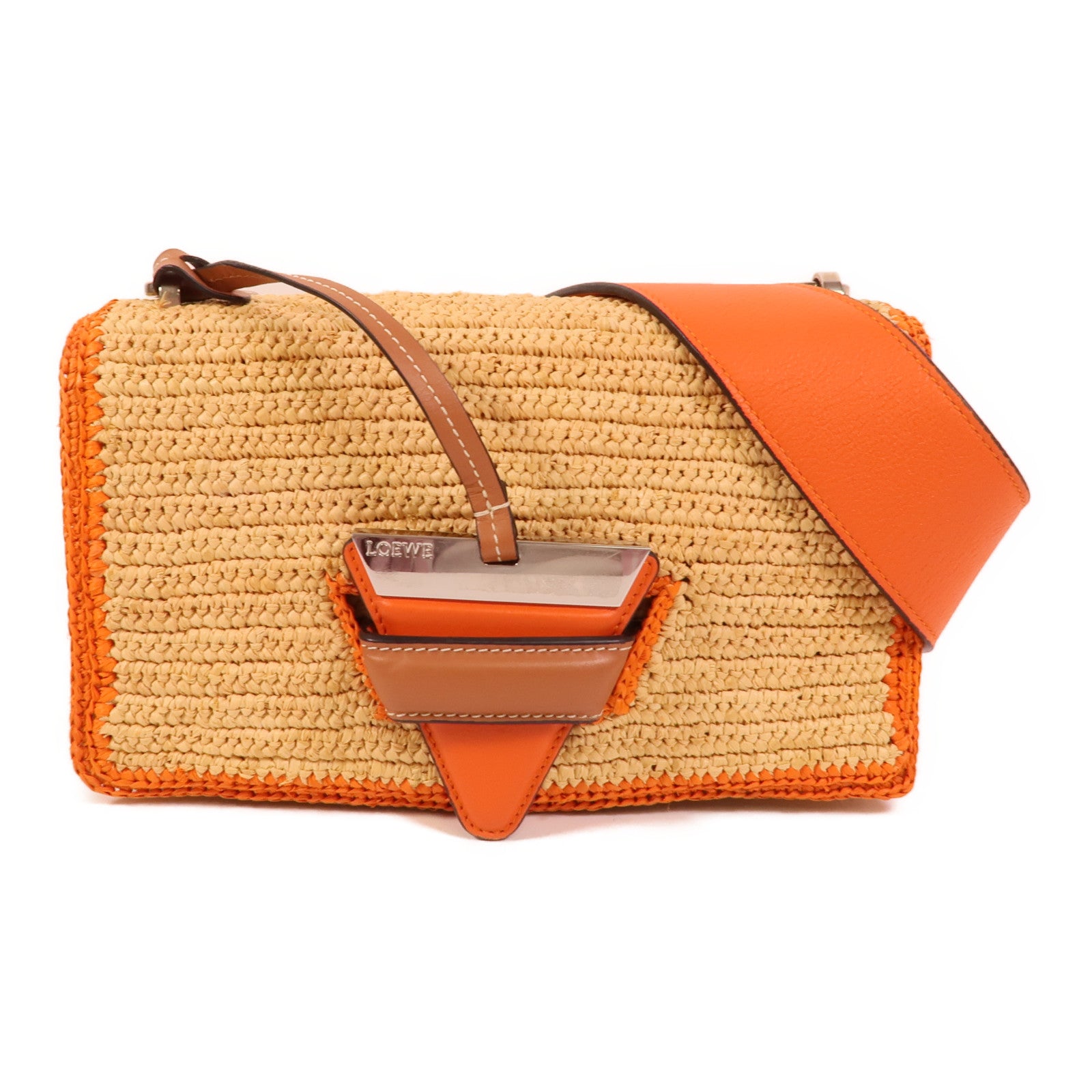 LOEWE 牛皮皮革/Raffia Woven Medium肩背袋