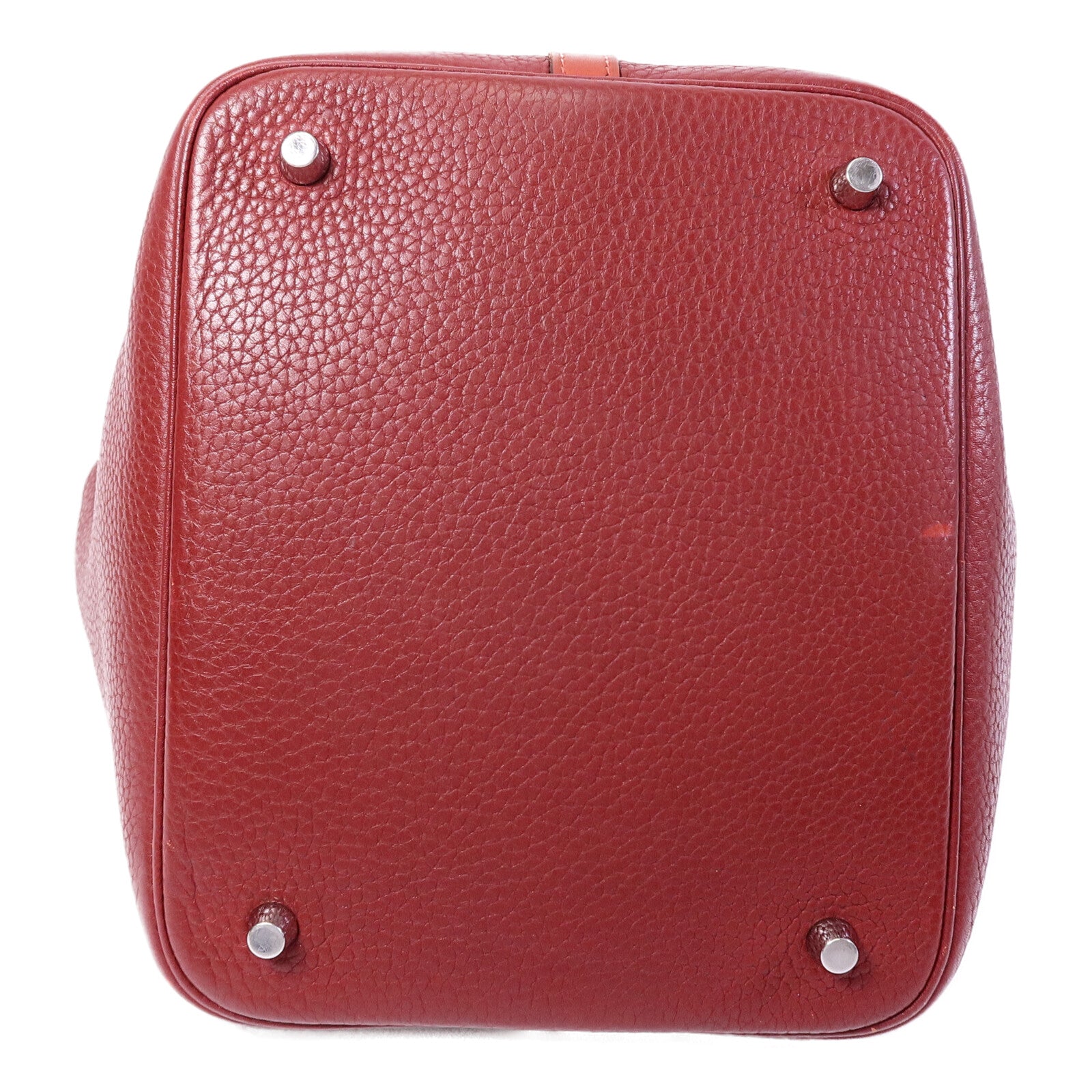 HERMES Clemence皮革Picotin MM手挽袋Rouge