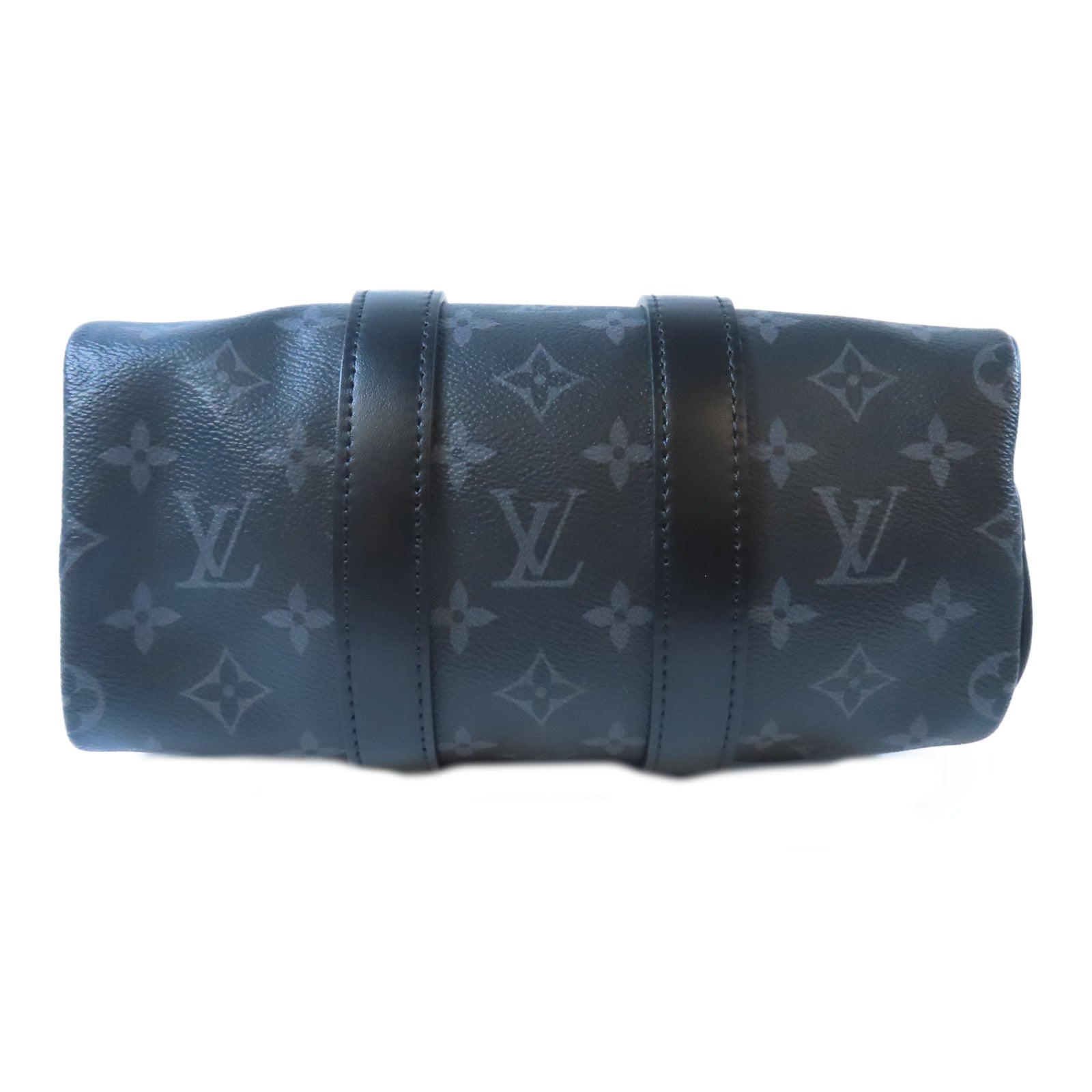LOUIS VUITTON Monogram Graphite Keepall Bandouliere 25銀扣手挽肩背兩用袋黑色