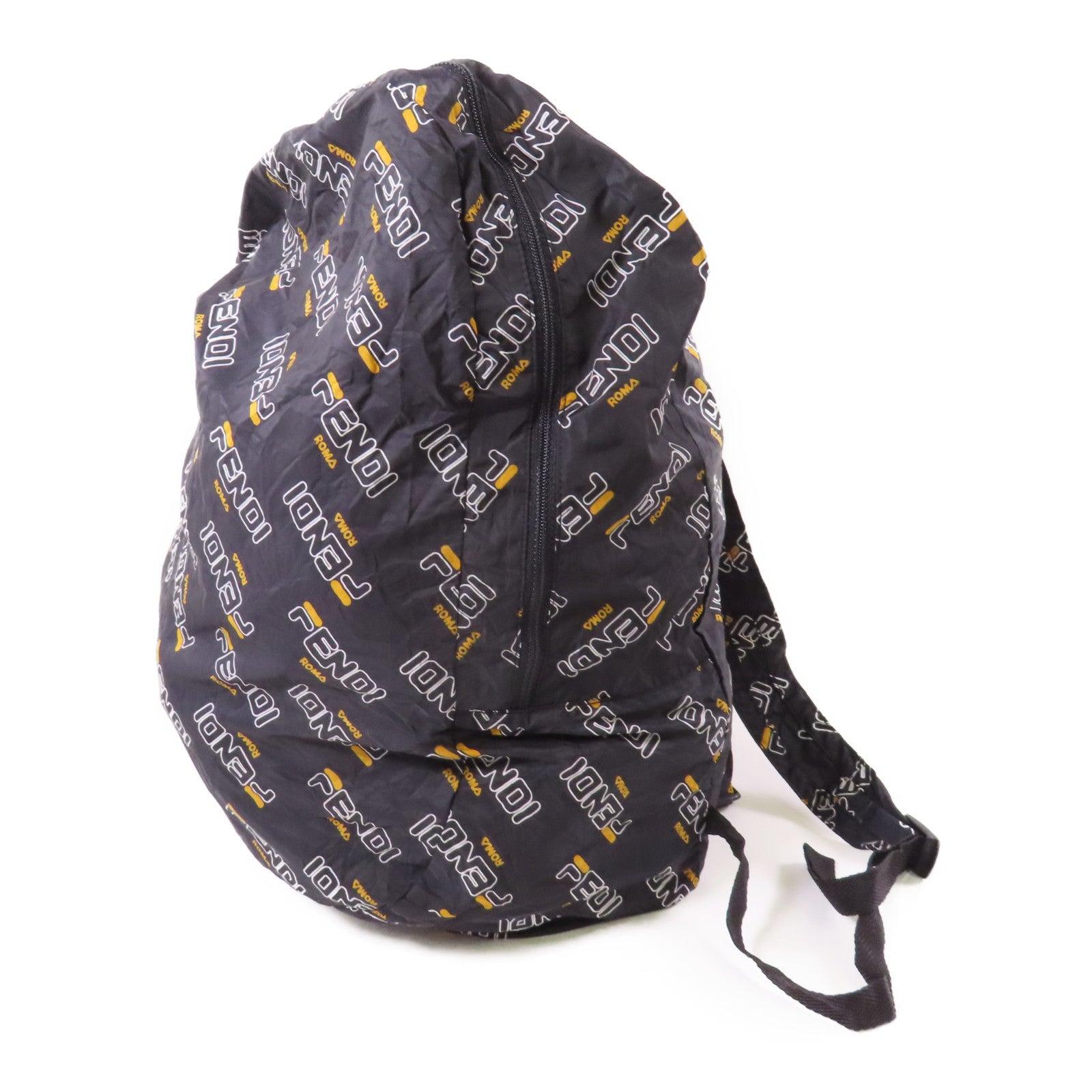 FENDI 尼龍/牛皮皮革Backpack Charm金扣掛飾
