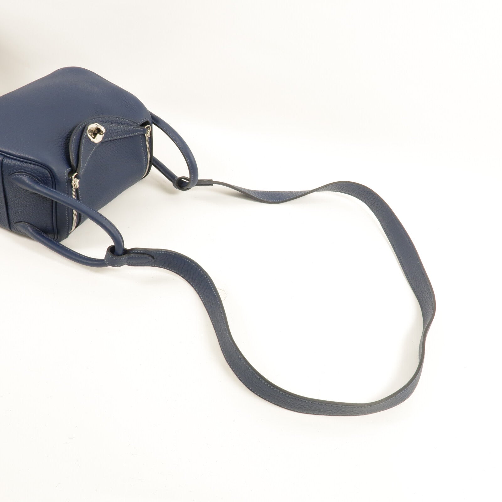 HERMES Clemence皮革Mini Lindy手挽肩背兩用袋Bleu De Prusse