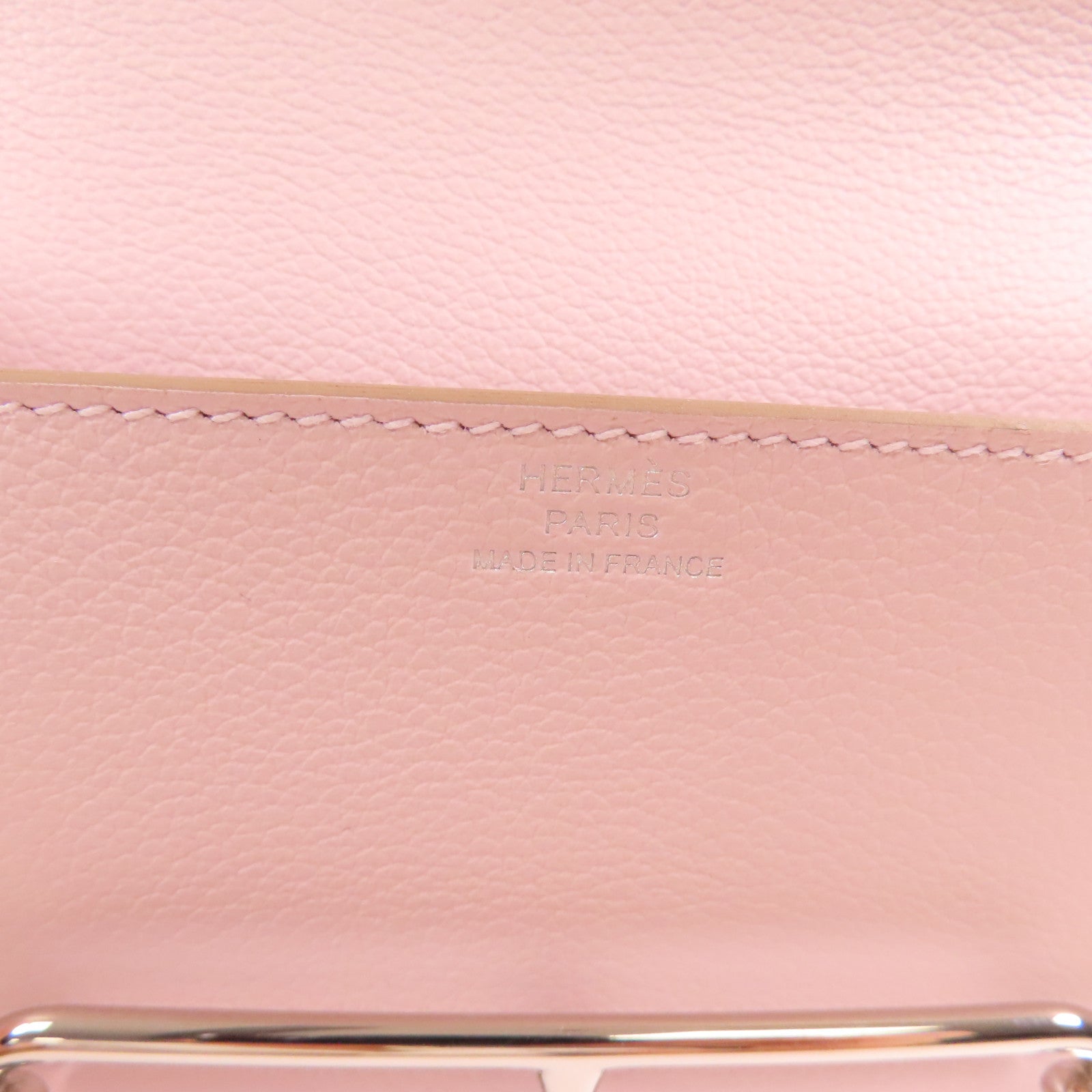 HERMES Ever Colour皮革Roulis Silm銀扣錢包Mauve Pale