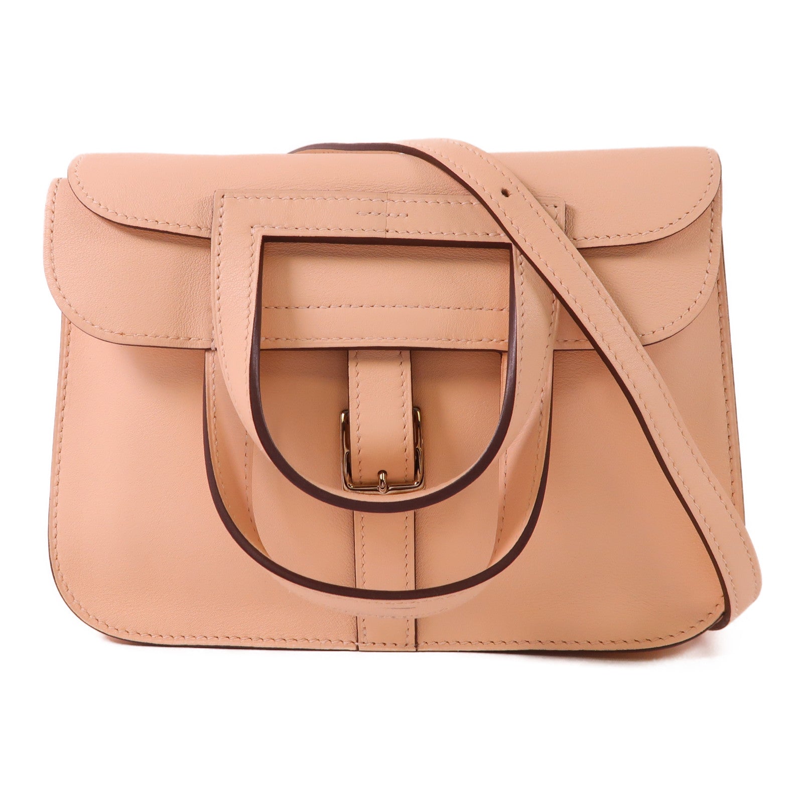 HERMES PHW Mini Halzan 2way Shoulder Bag Swift Leather Rose Eglantine