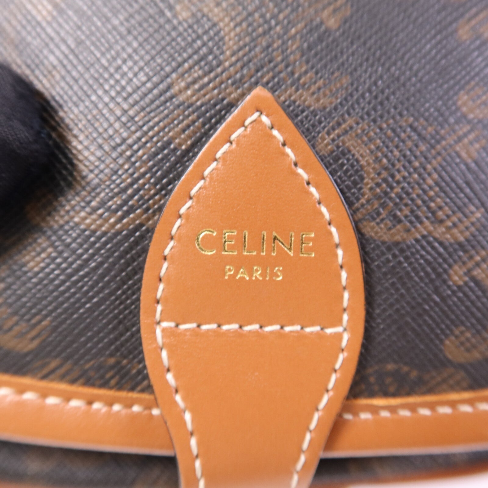 CELINE 塗層帆布Folco Bag金扣肩背袋