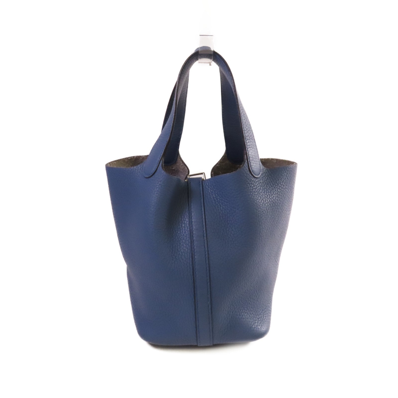 HERMES 【激減優惠】Clemence皮革Picotin PM Tote Bag銀扣手挽袋Bleu Azur天藍色