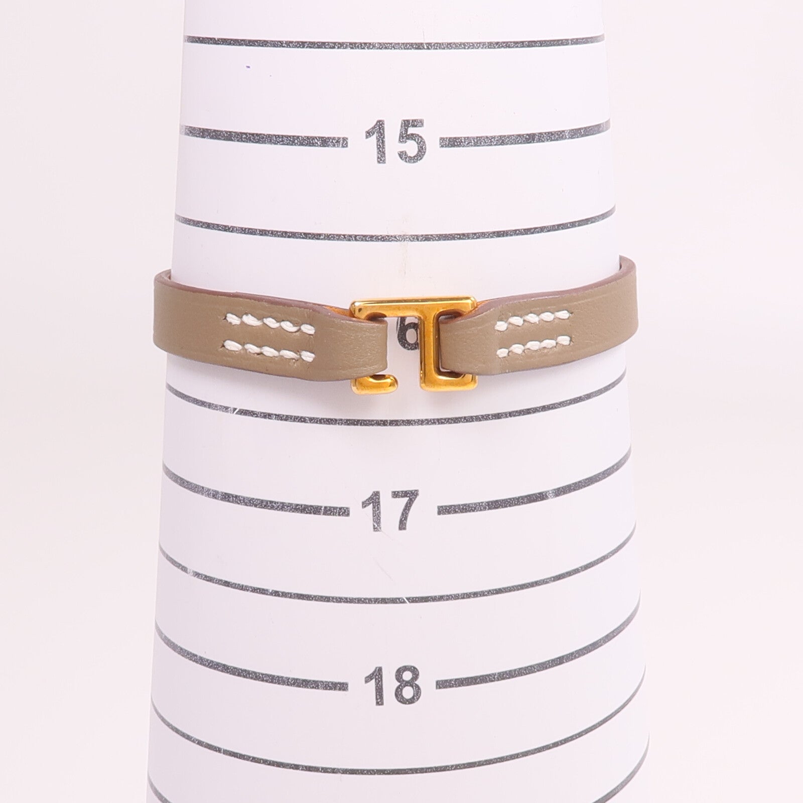 HERMES Swift皮革Rivale Mini Bracelet金扣手帶Etoupe