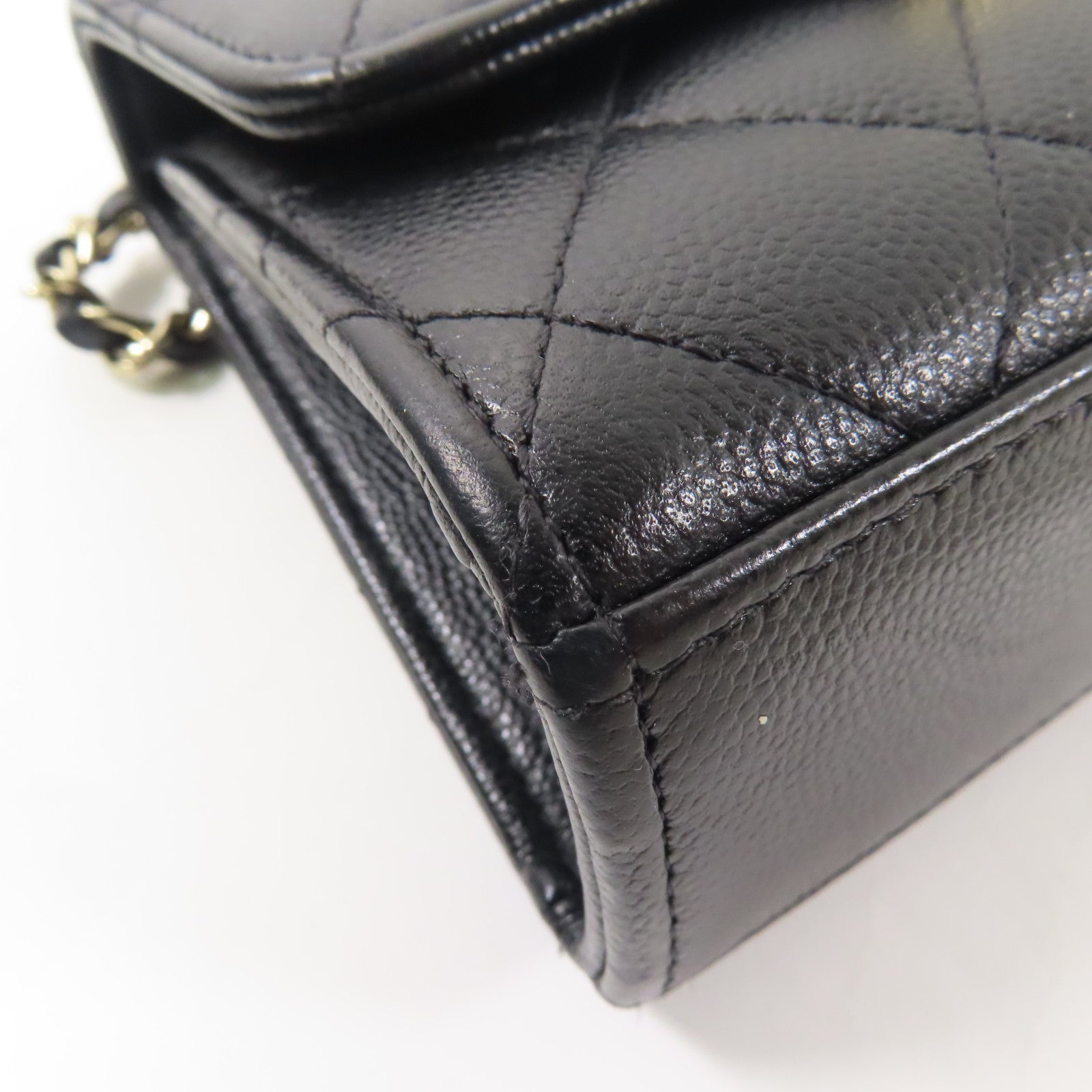 CHANEL CC GHW Chain 2 Way Shoulder Bag Calfskin Leather