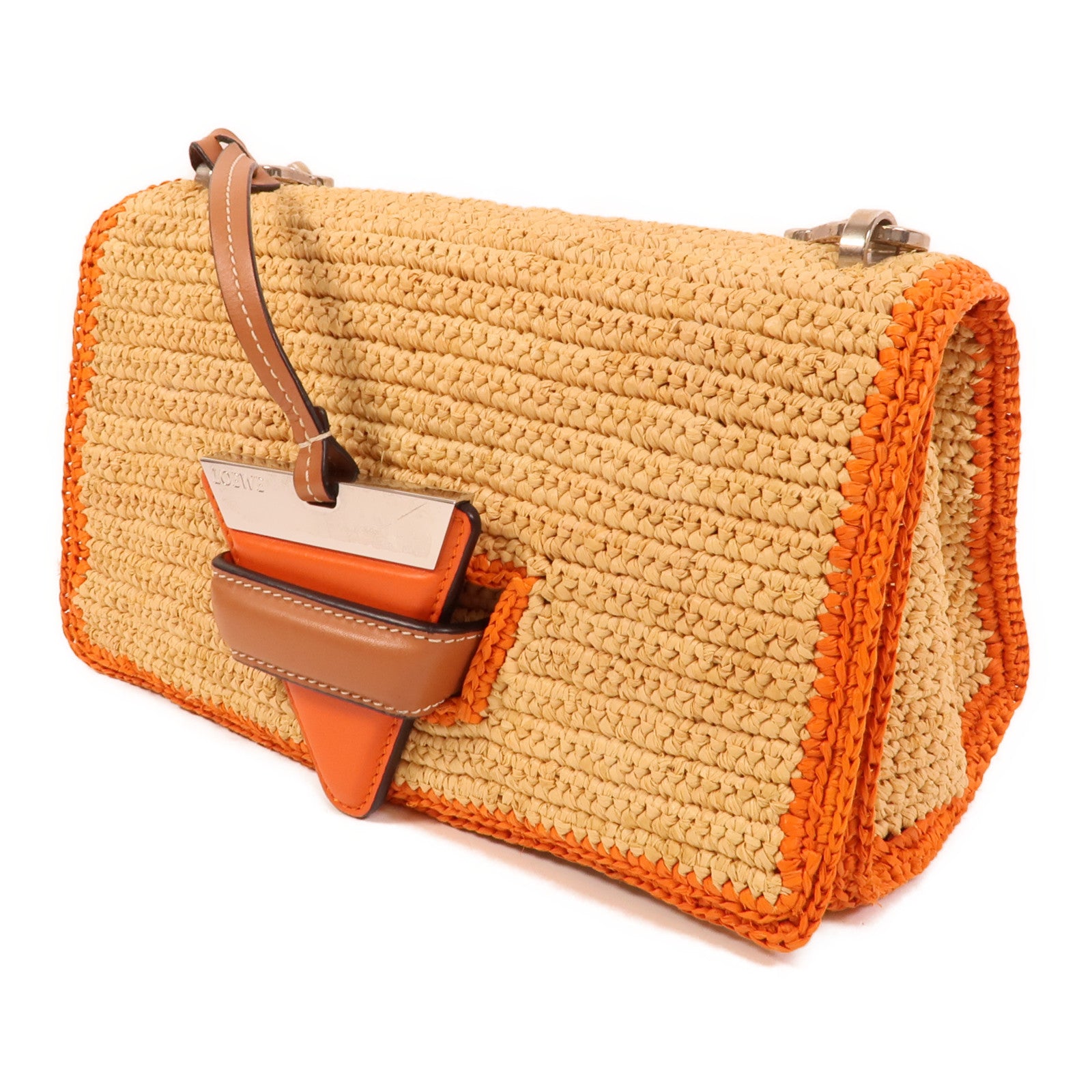 LOEWE 牛皮皮革/Raffia Woven Medium肩背袋