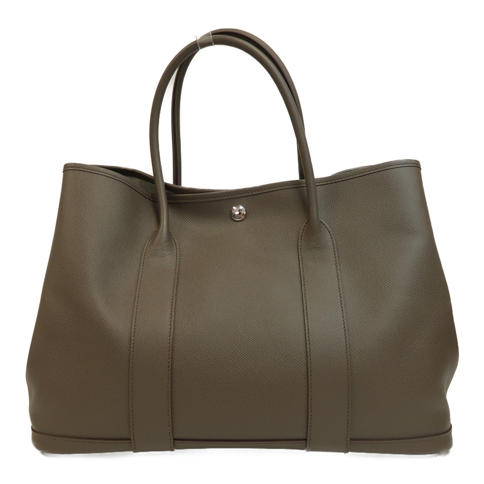 HERMES Epsom皮革GardenParty PM銀扣手挽袋Etian/錫灰色