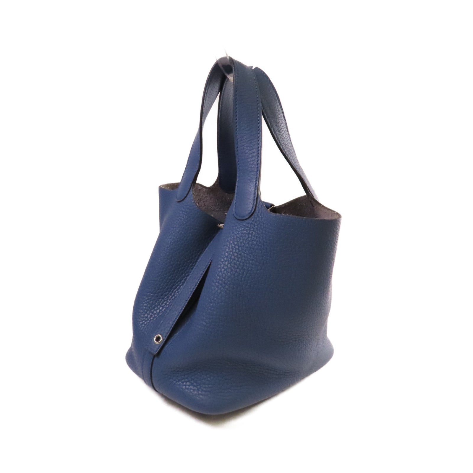 HERMES 【激減優惠】Clemence皮革Picotin PM Tote Bag銀扣手挽袋Bleu Azur天藍色