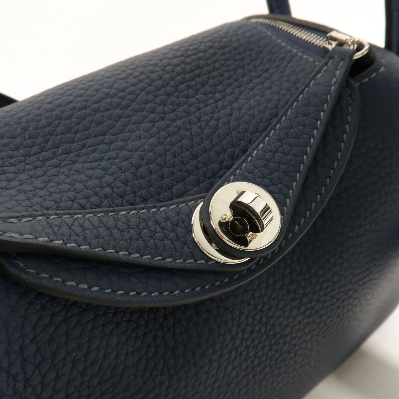 HERMES Clemence皮革Mini Lindy手挽肩背兩用袋Bleu De Prusse