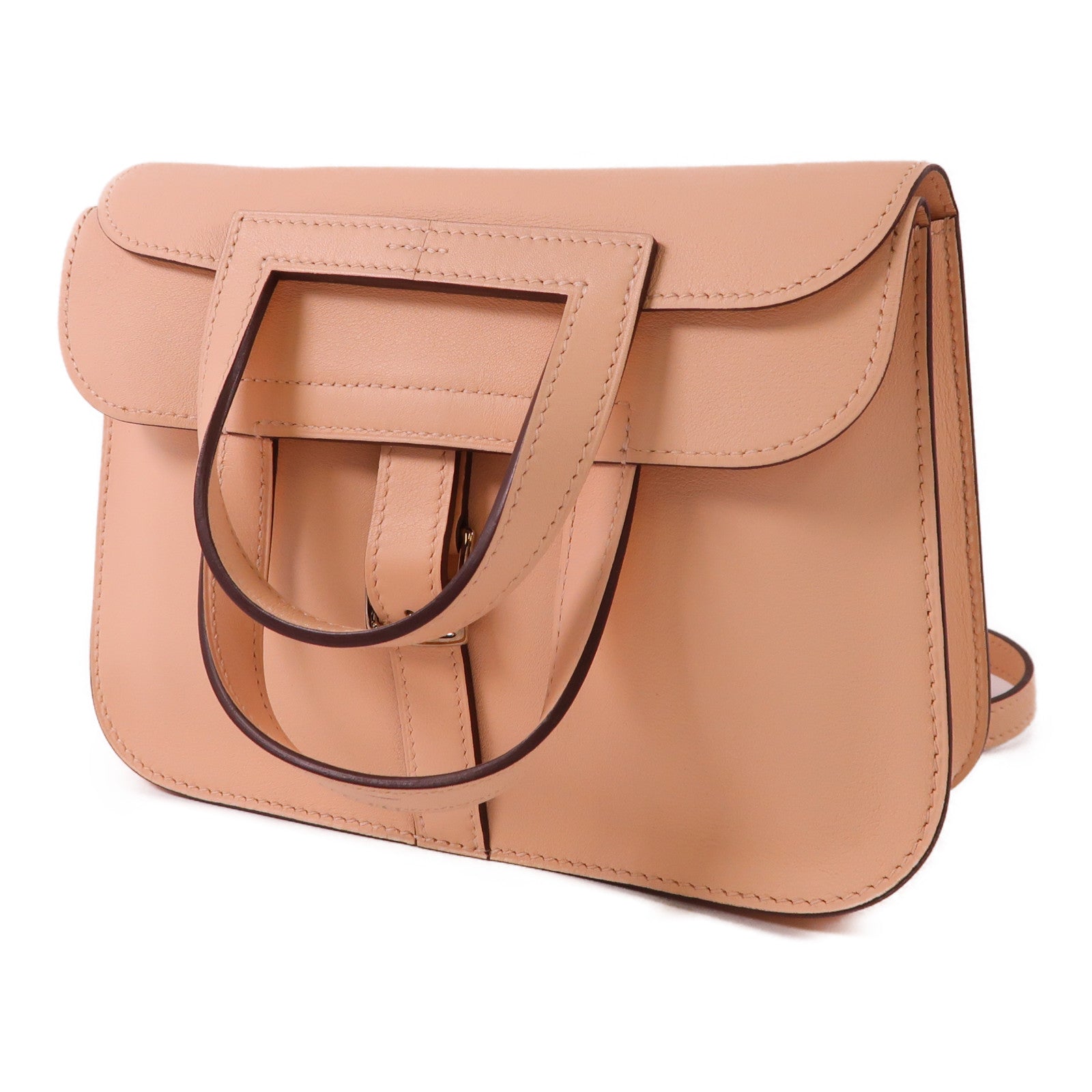HERMES PHW Mini Halzan 2way Shoulder Bag Swift Leather Rose Eglantine