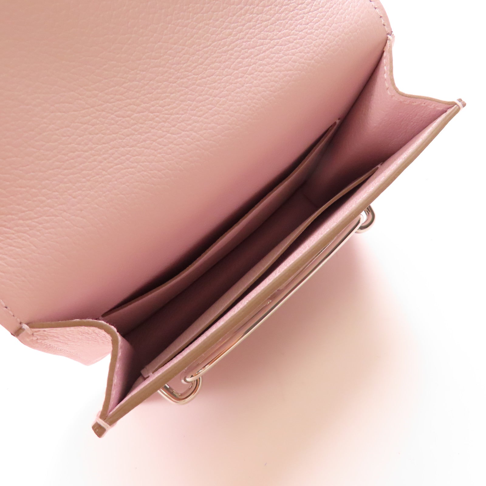 HERMES Ever Colour皮革Roulis Silm銀扣錢包Mauve Pale