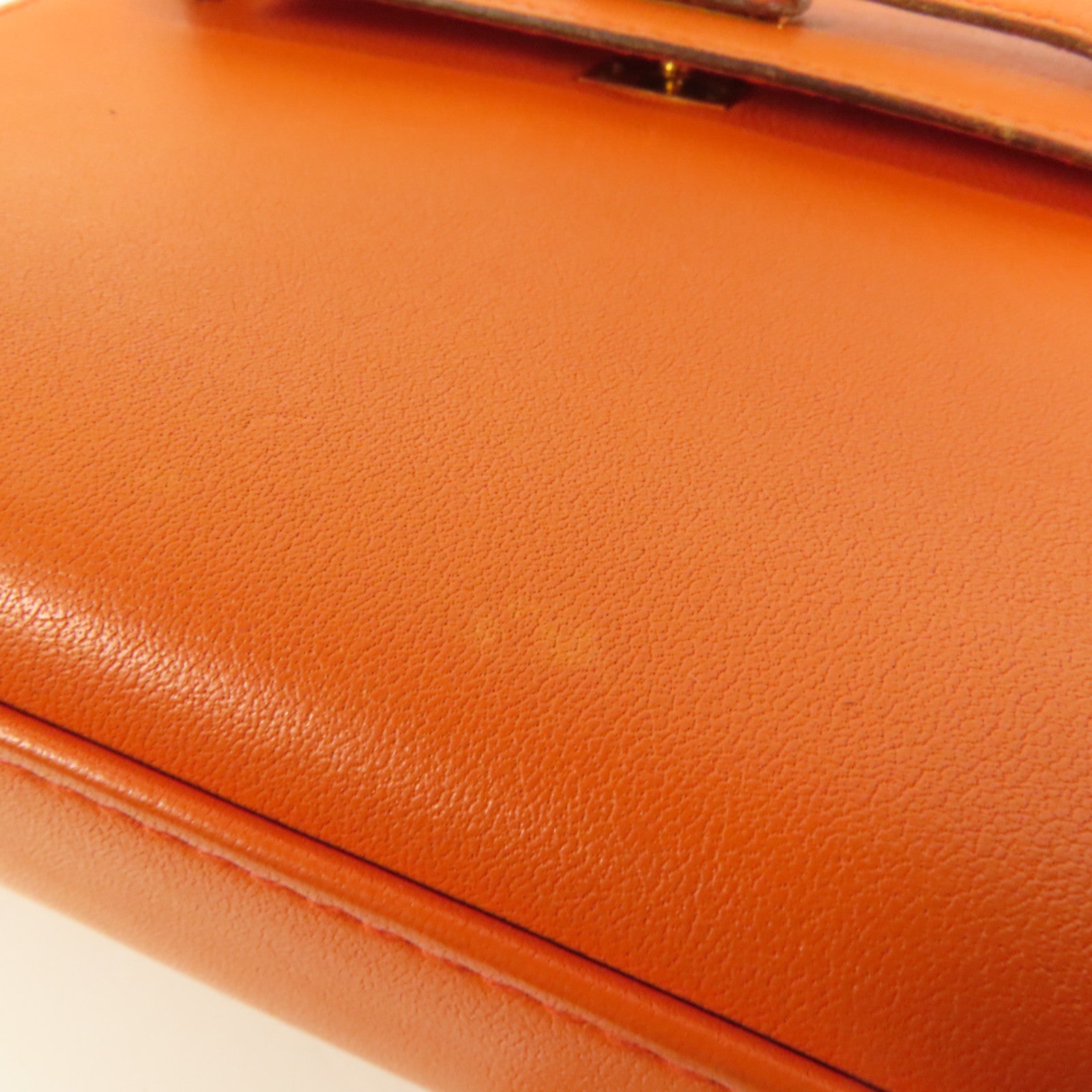 HERMES Swift皮革Kelly 15金扣手挽肩背兩用袋Orange