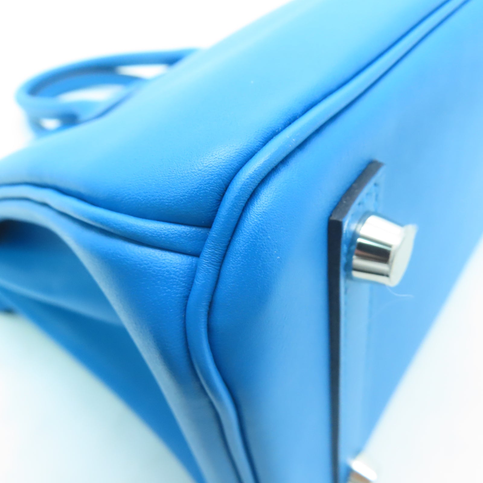 HERMES Swift皮革Birkin 25銀扣手挽袋法國藍色