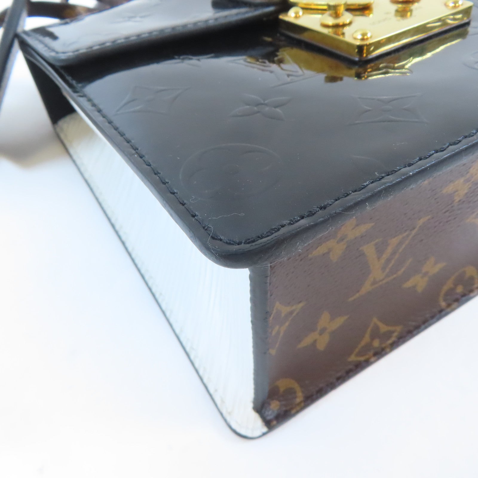 LOUIS VUITTON Vernis/Monogram/Epi Spring Street Bag金扣手挽肩背兩用袋黑色/啡色/白色