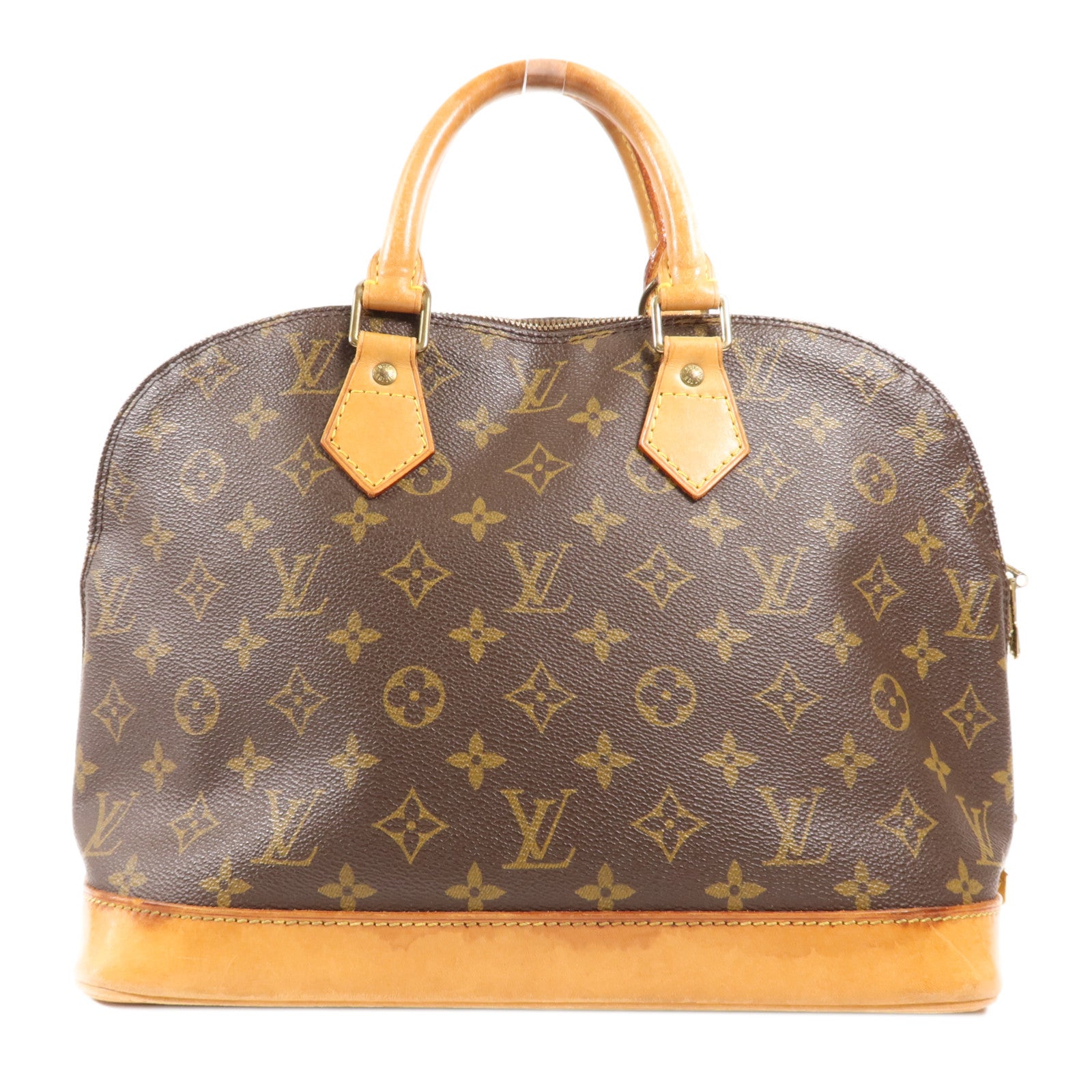 LOUIS VUITTON Monogram Alma PM金扣手挽袋棕色