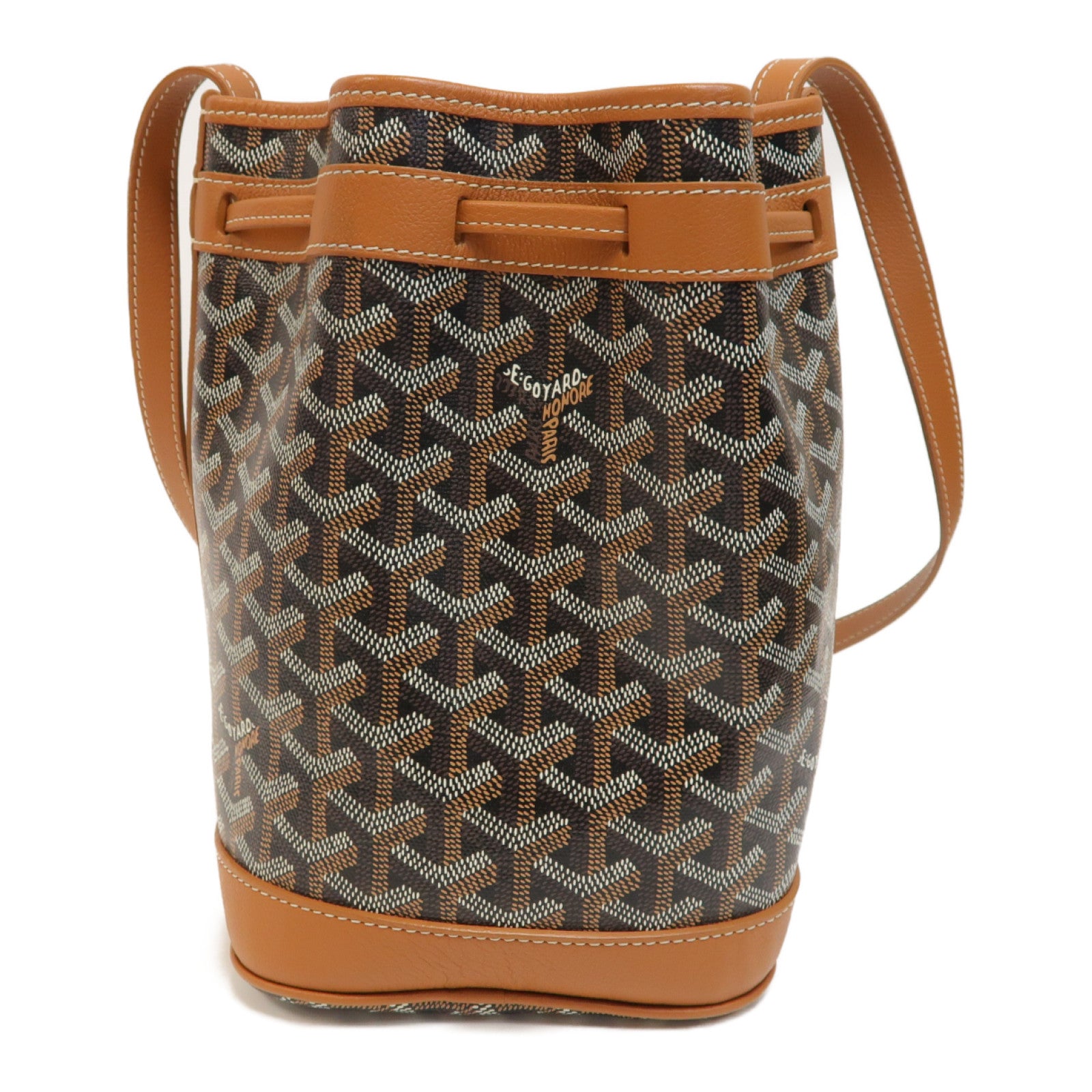 GOYARD 塗層帆布Petit Flot Bucket銀扣肩背袋啡色