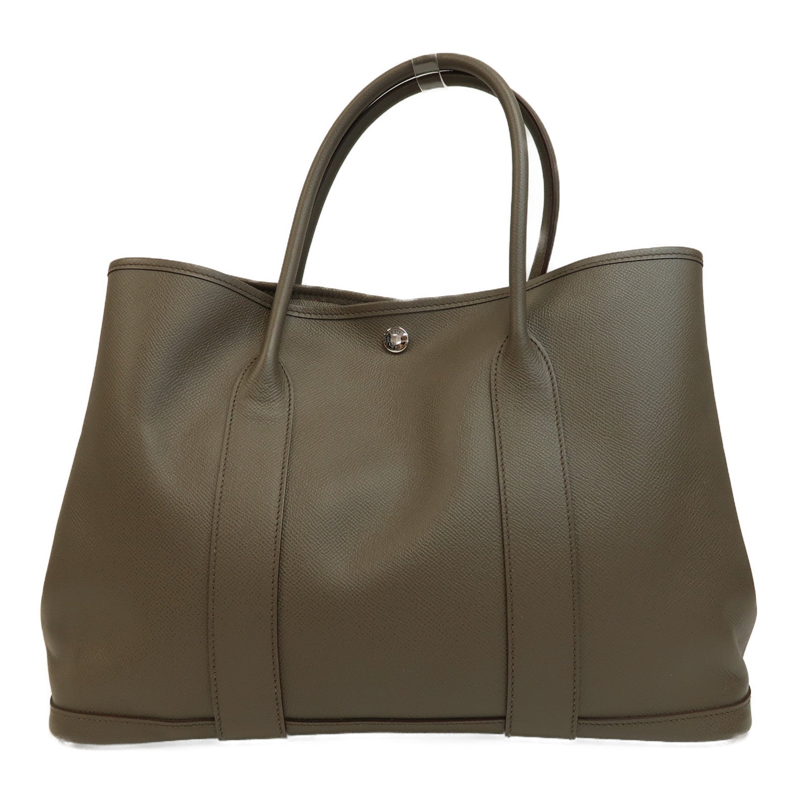 HERMES Epsom皮革GardenParty PM銀扣手挽袋Etian/錫灰色