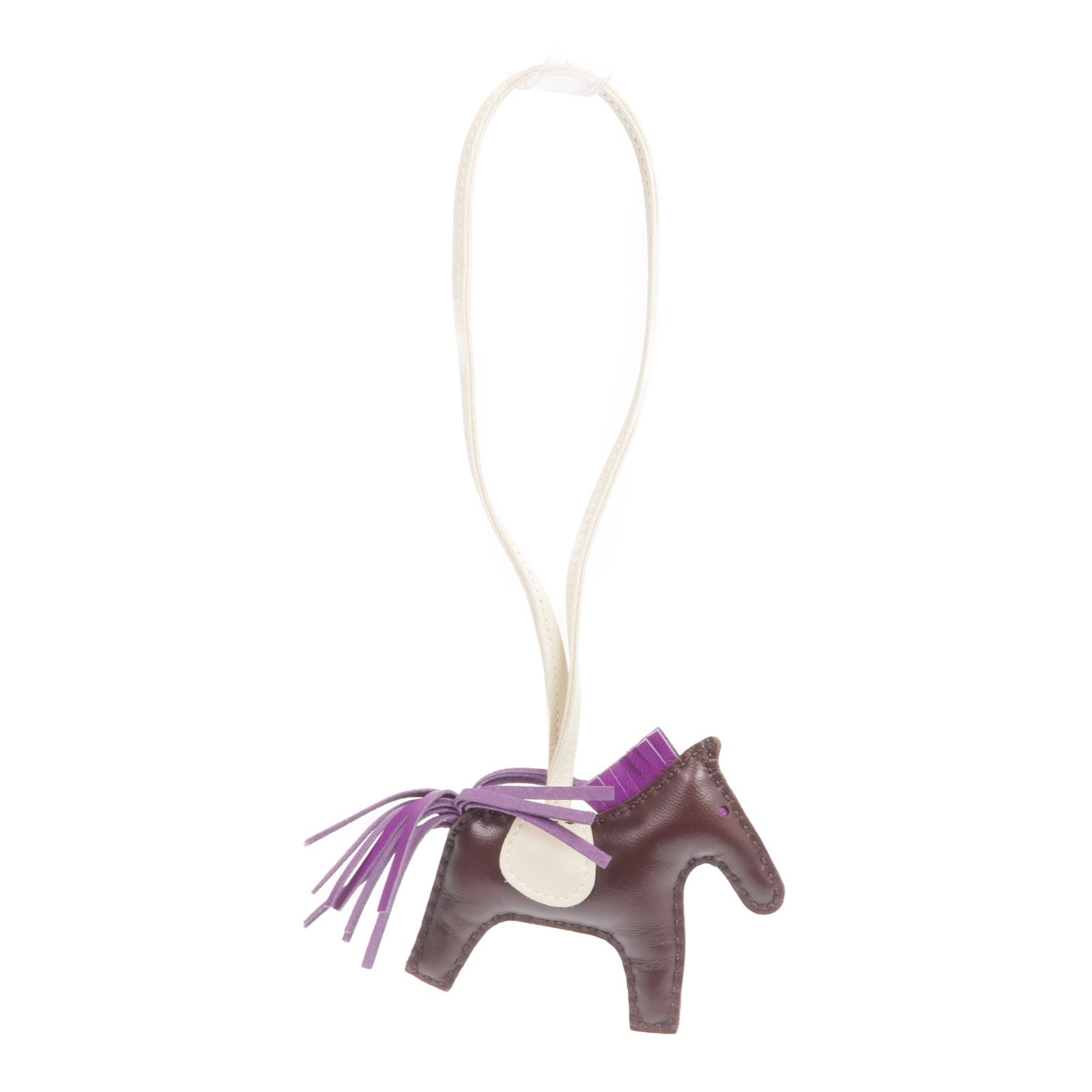 HERMES Milo皮革Rodeo PM掛飾Violet/Rouge