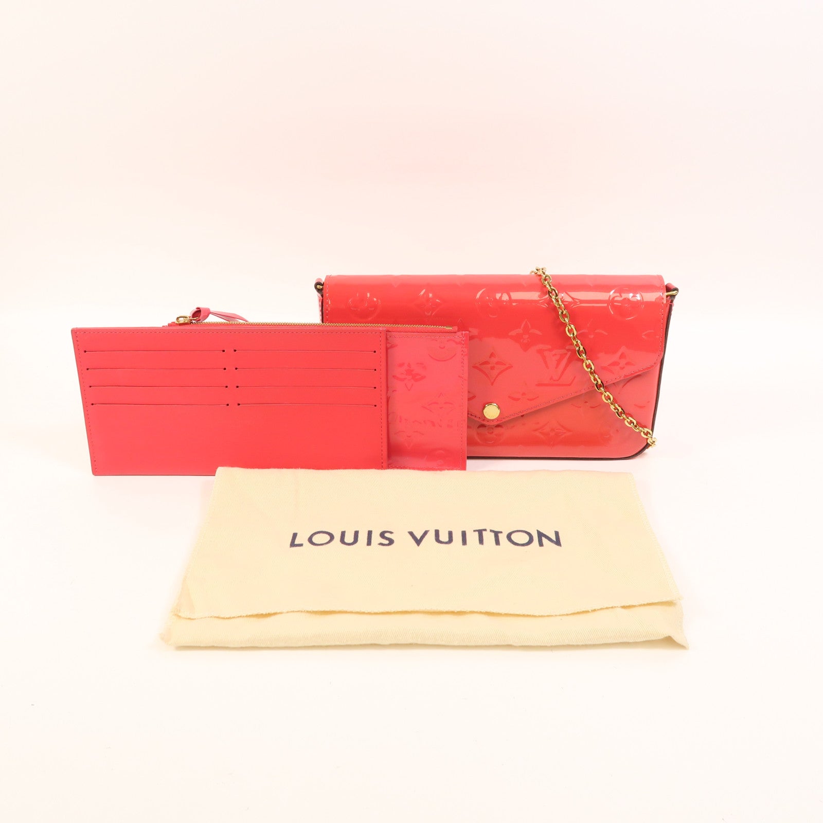 LOUIS VUITTON 【激減優惠】Monogram Vernis Pochette金扣鏈帶肩背袋