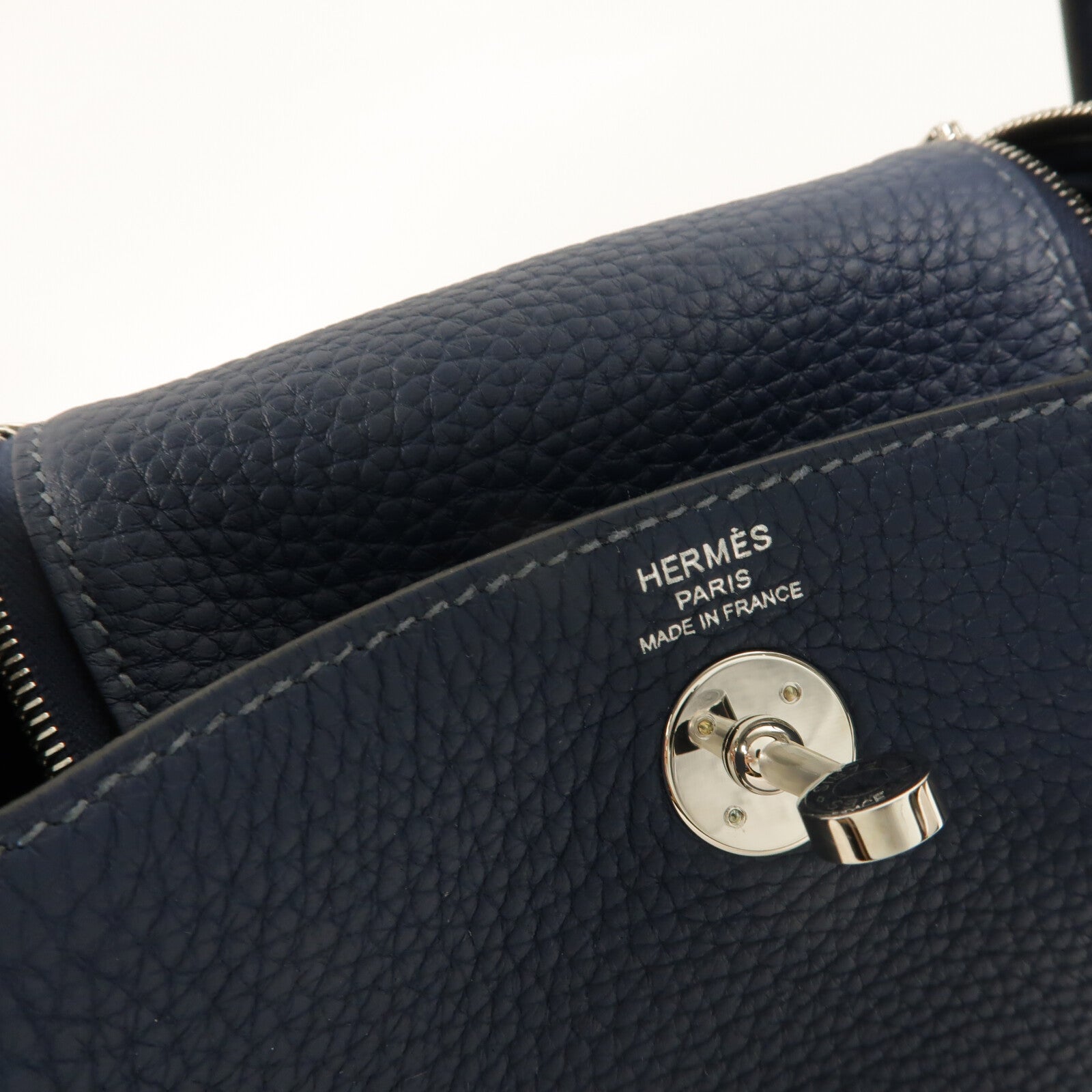 HERMES Clemence皮革Mini Lindy手挽肩背兩用袋Bleu De Prusse