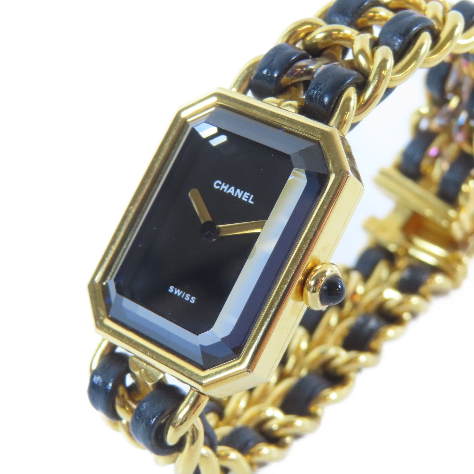 CHANEL Premiere M鍍金手錶石英機芯黑色#15cm