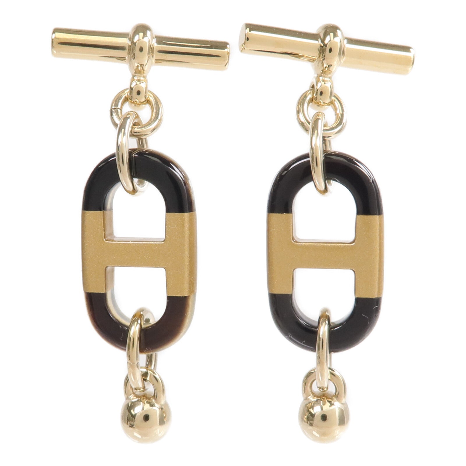 HERMES 金屬/水牛角Sur Mer Small Model Earrings耳環