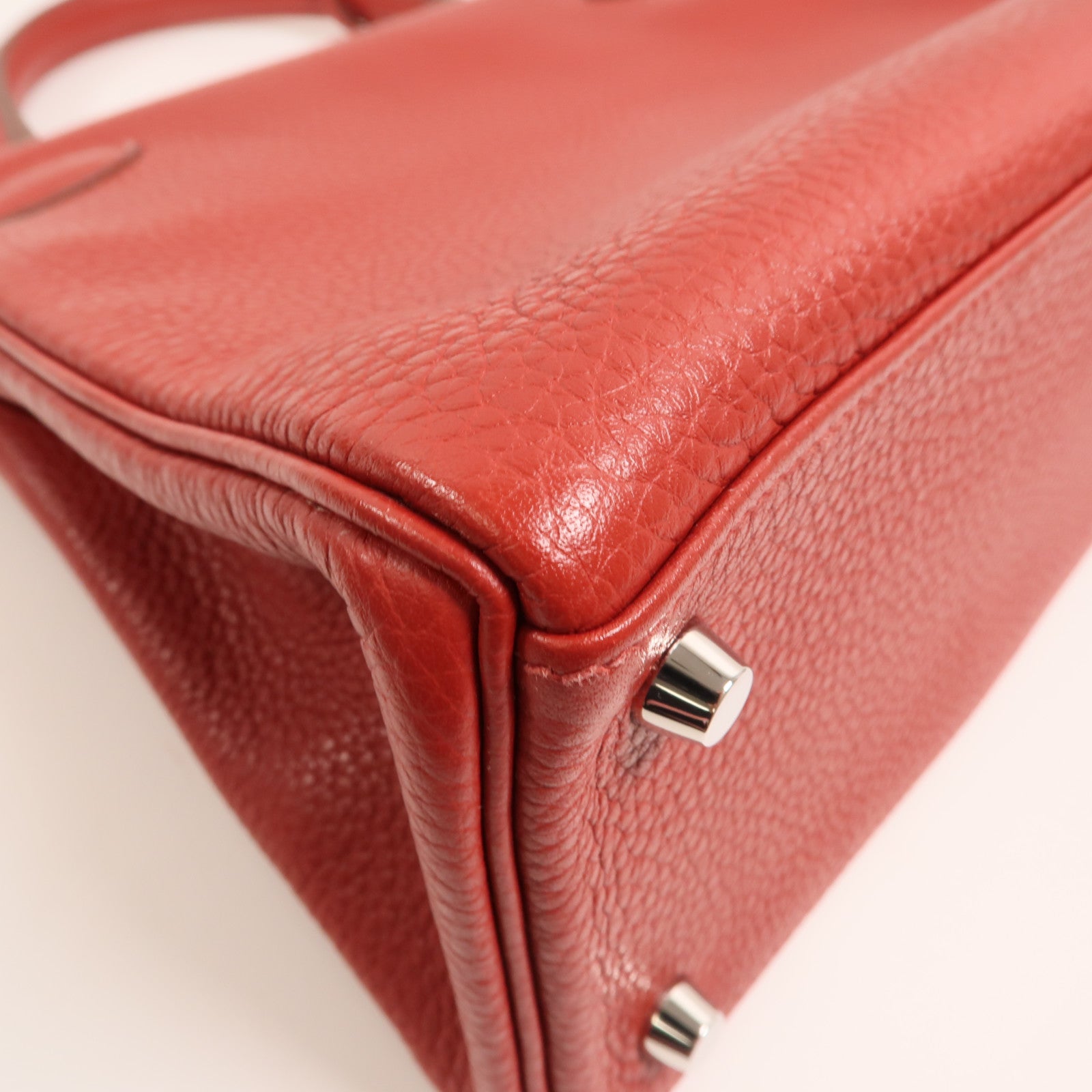 HERMES Togo皮革Kelly 28銀扣手挽肩背兩用袋Rouge Casaque