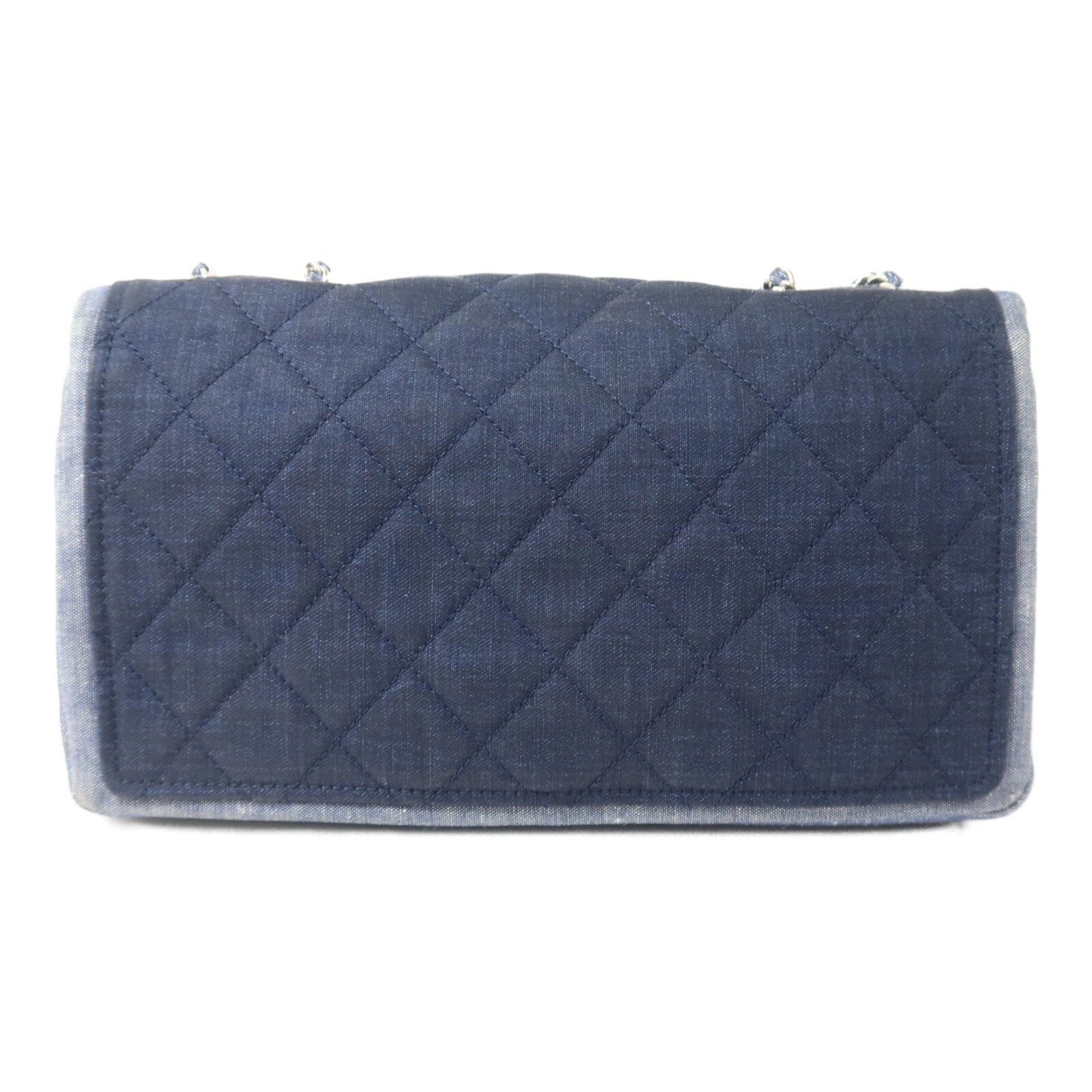 CHANEL 牛仔布Flag Bag鏈帶手挽肩背兩用袋