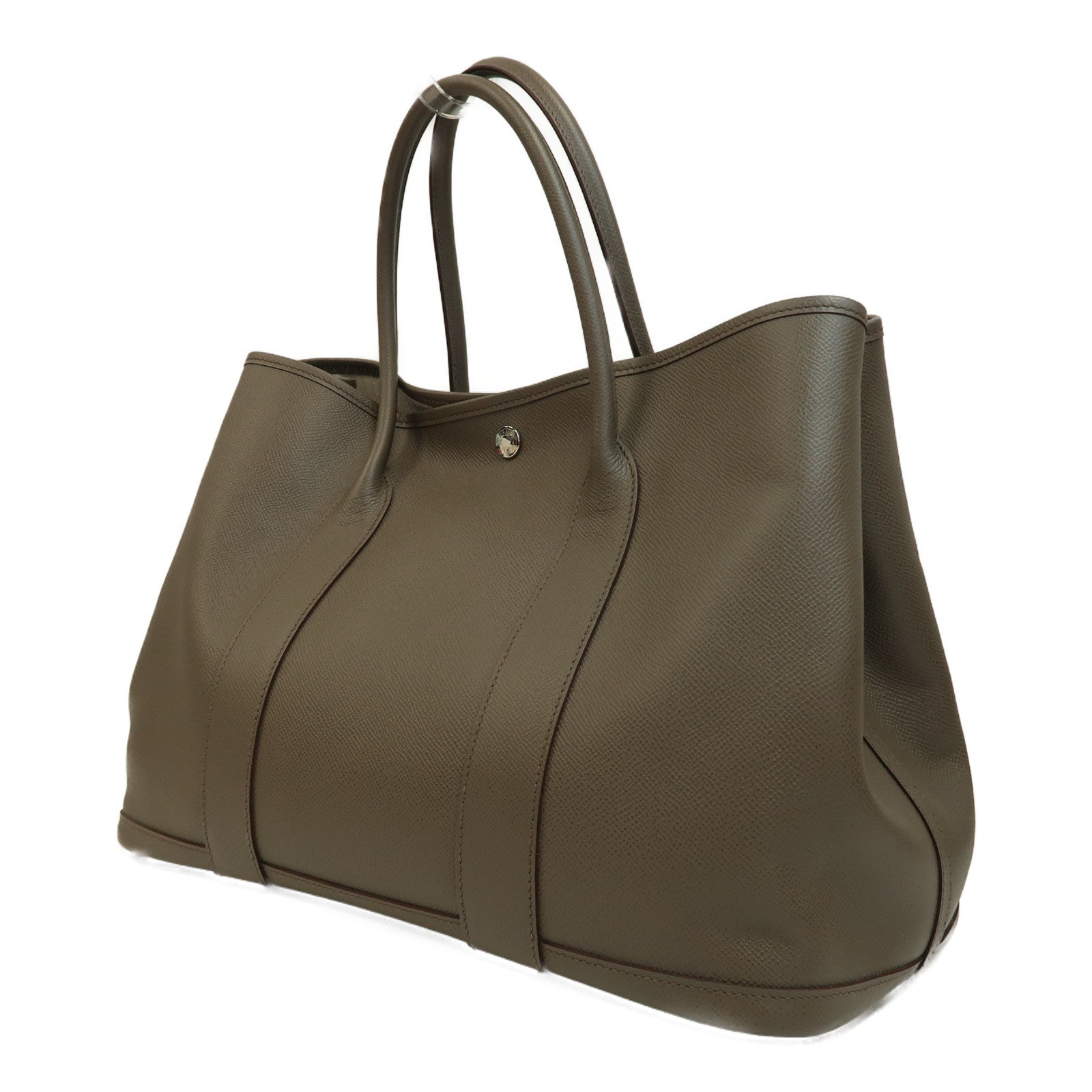 HERMES Epsom皮革GardenParty PM銀扣手挽袋Etian/錫灰色