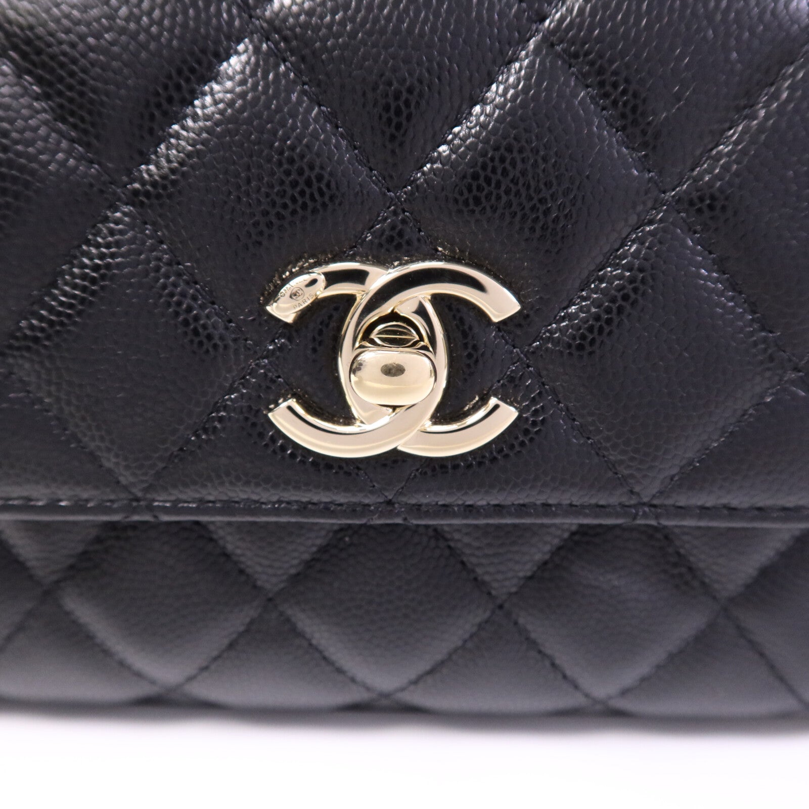CHANEL 牛皮皮革Mirco Coco Handle金扣鏈帶手挽肩背兩用袋