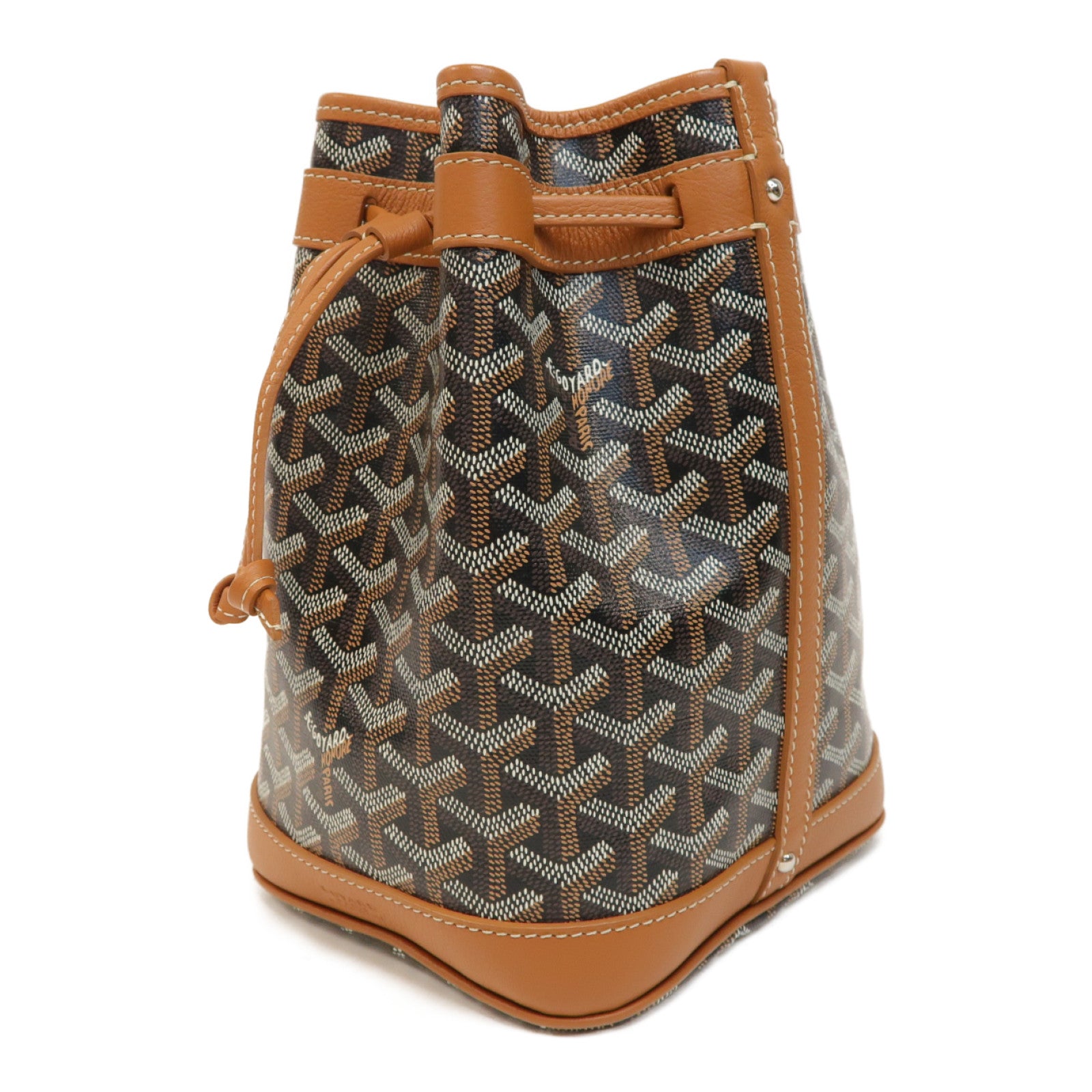 GOYARD 塗層帆布Petit Flot Bucket銀扣肩背袋啡色