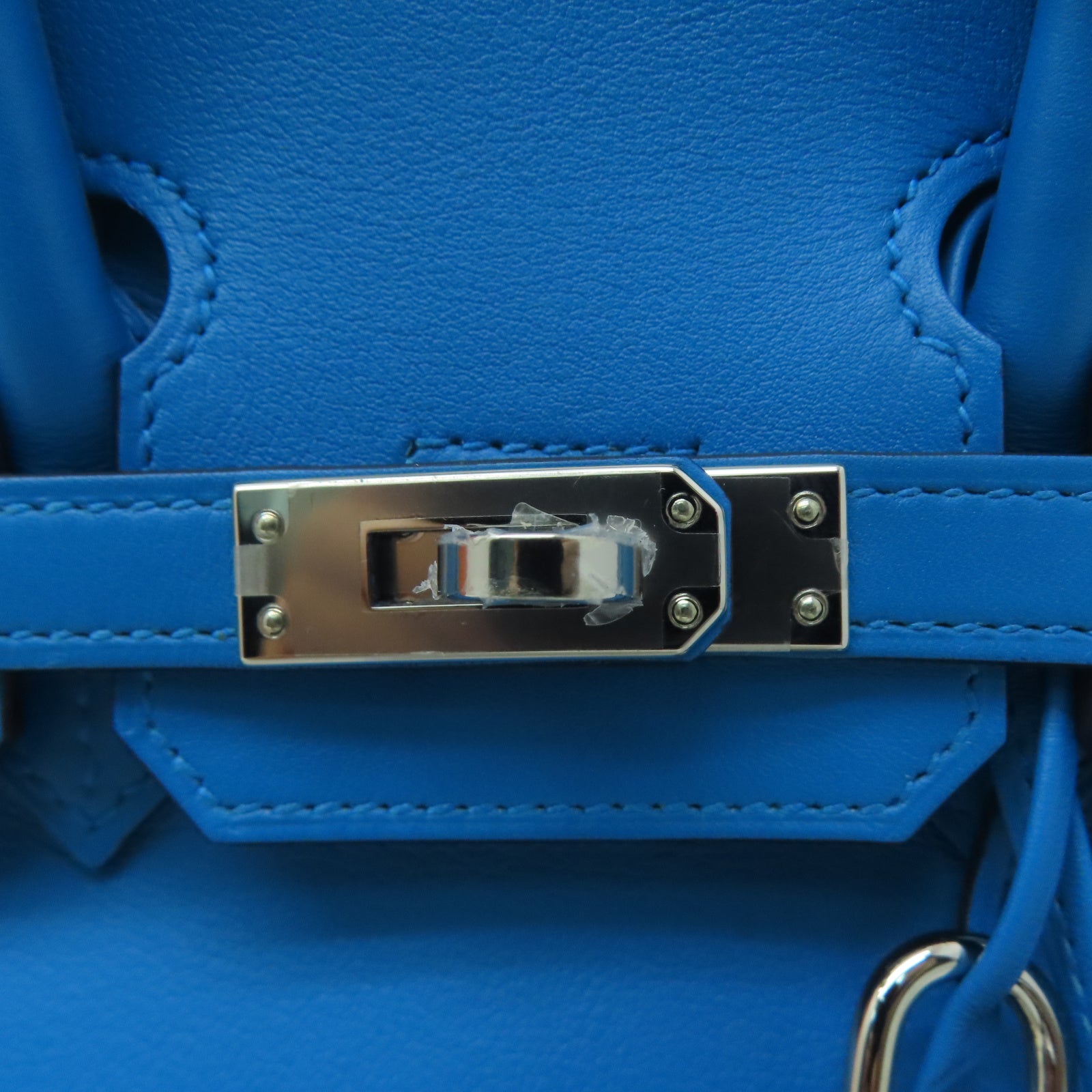 HERMES Swift皮革Birkin 25銀扣手挽袋法國藍色
