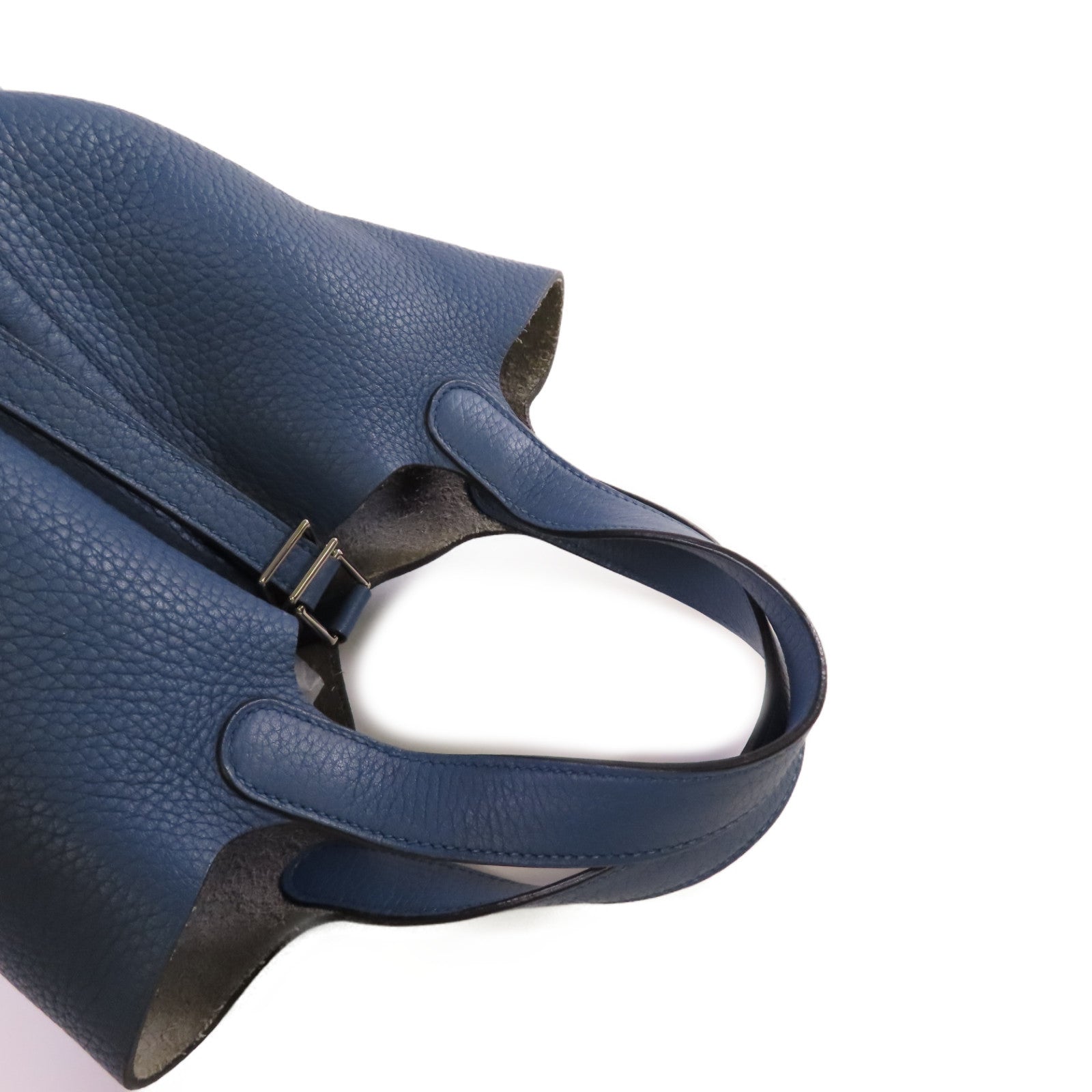 HERMES 【激減優惠】Clemence皮革Picotin PM Tote Bag銀扣手挽袋Bleu Azur天藍色