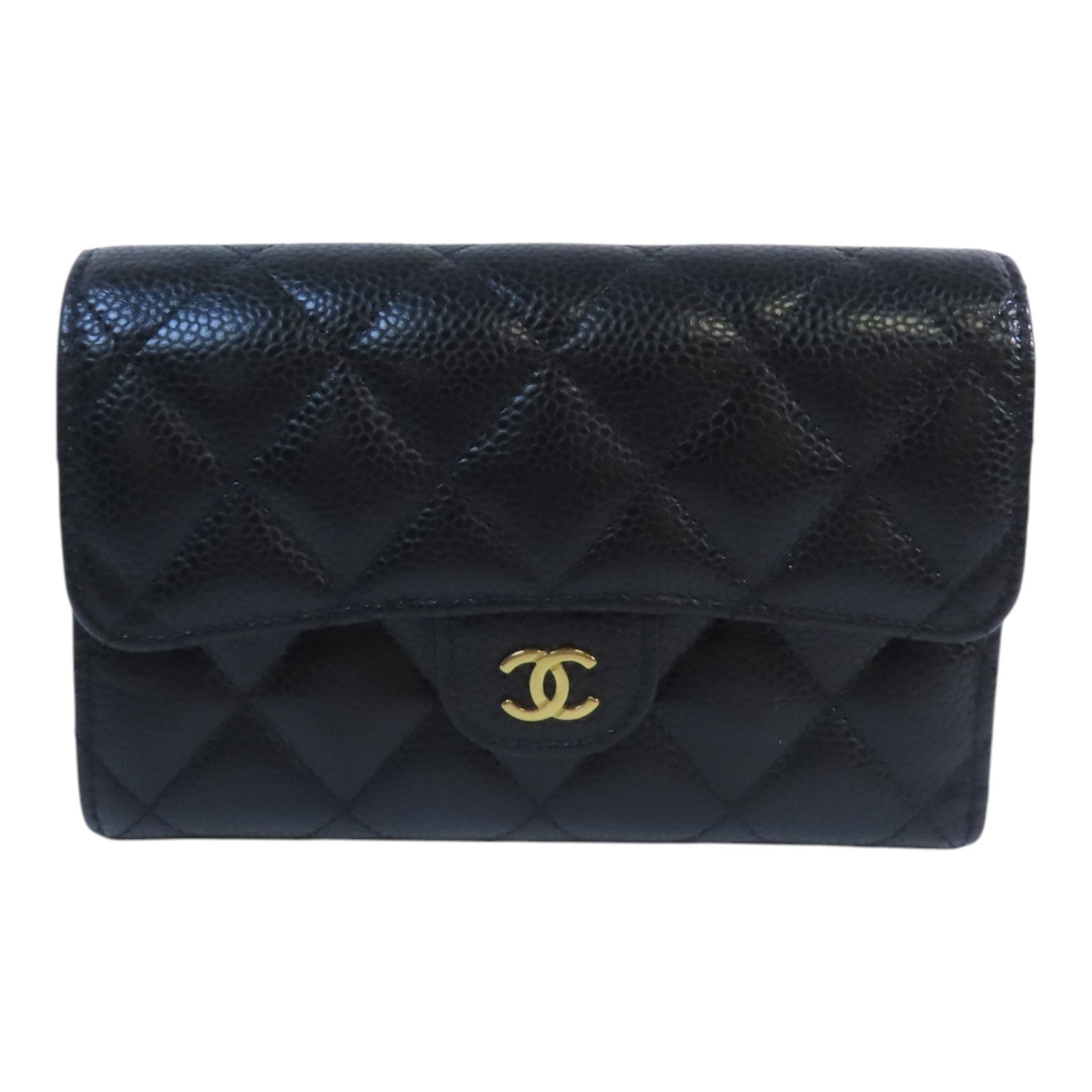 CHANEL 牛皮皮革Medium Wallet金扣短錢包