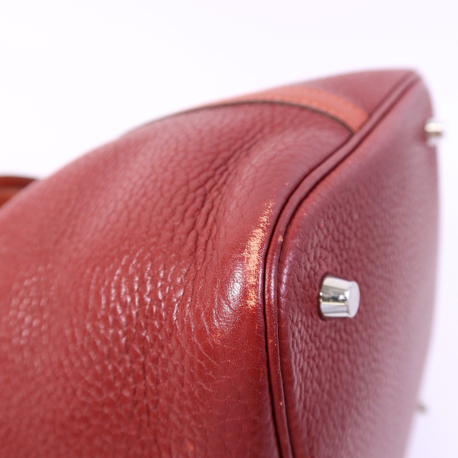 HERMES Clemence皮革Picotin MM手挽袋Rouge
