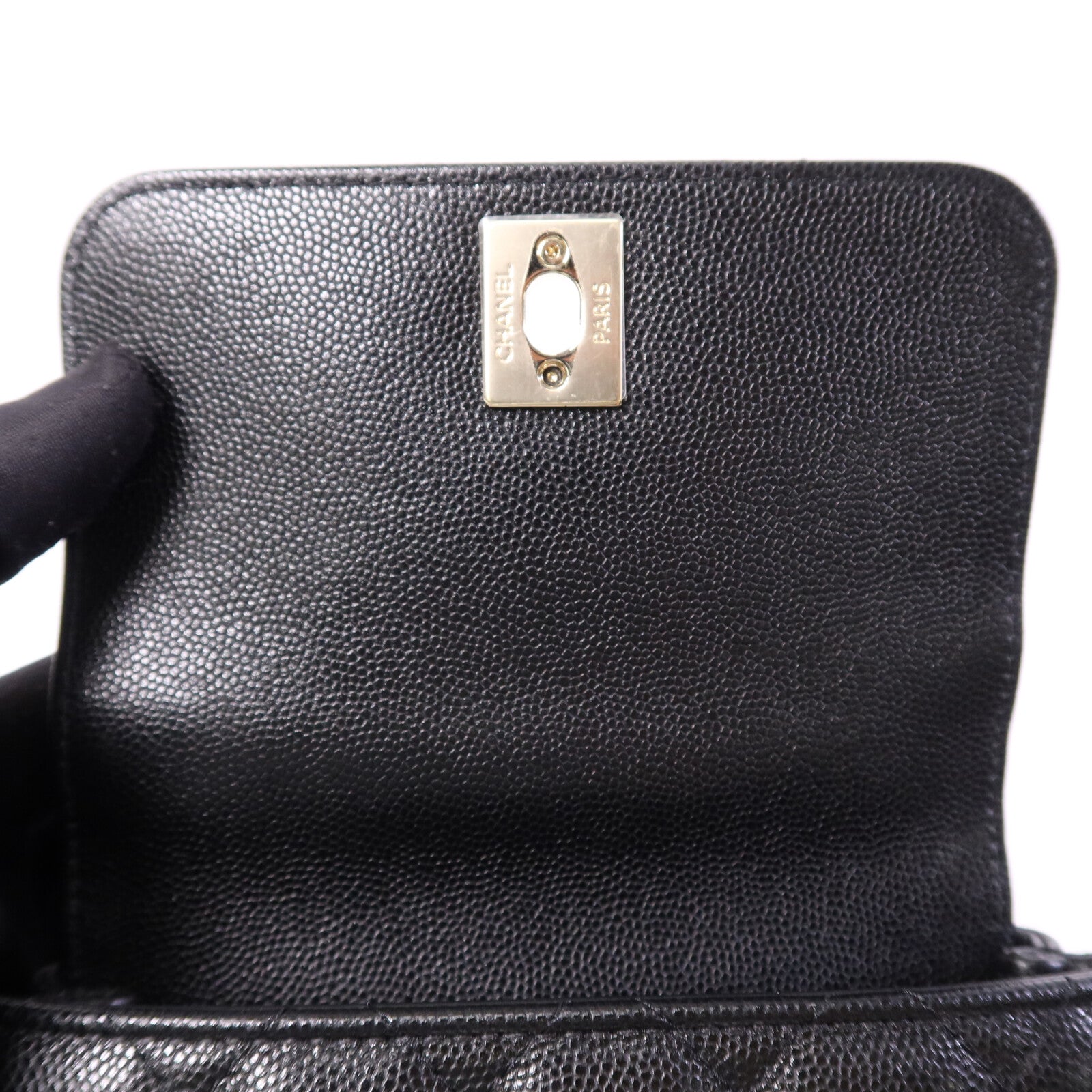 CHANEL 牛皮皮革Mirco Coco Handle金扣鏈帶手挽肩背兩用袋